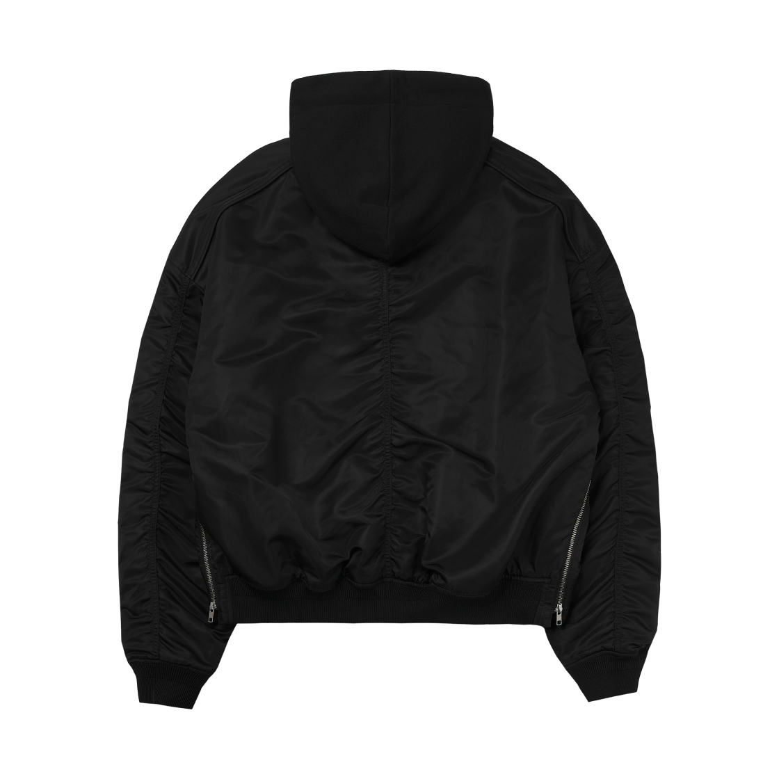 준지 시그니쳐 후드 디테처블 나일론 MA-1 점퍼 블랙 - 26FW(Juun.J Signature Hooded Detachable Nylon MA-1 Jumper Black - 26FW) - 2