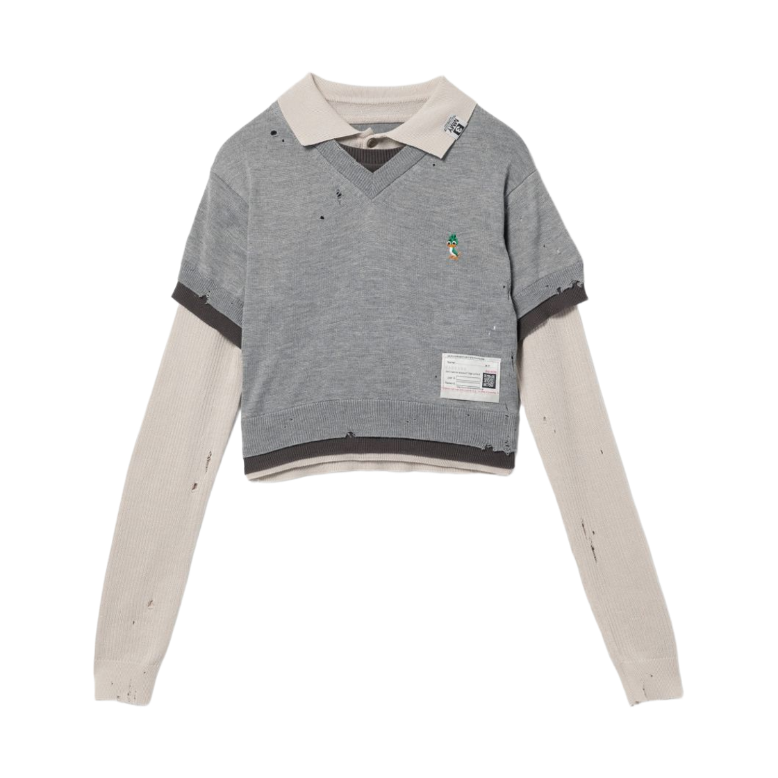 B16SW522-GRAY (W) Maison Mihara Yasuhiro Triple Layered Knit Sweater Gray