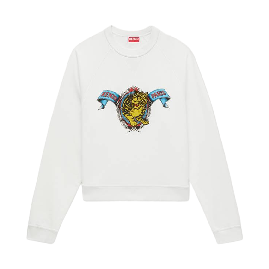 FG65SW1544MQ-02 Kenzo Jumping Tiger Sweatshirt in Cotton Off White