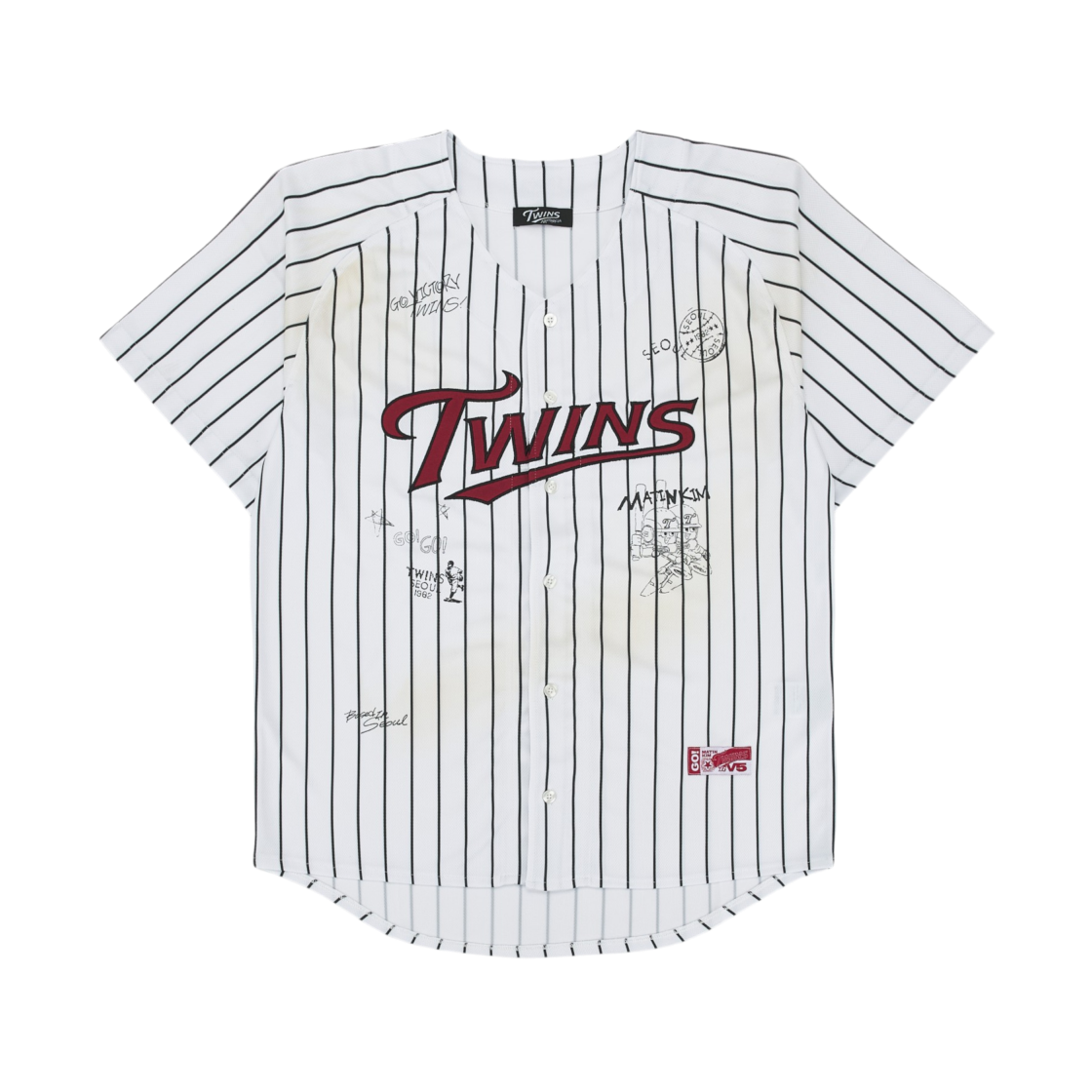 LG 트윈스 x 마뗑킴 어센틱 그래피티 탑 화이트(LG Twins x Matin Kim Authentic Graffiti Top White)