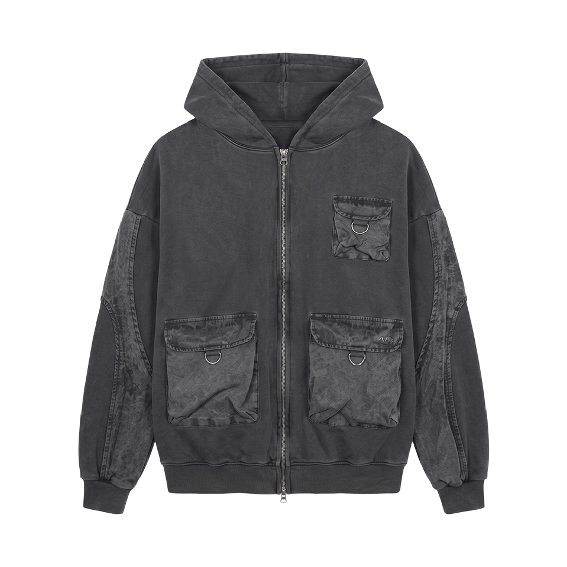 VT26FHZ101CRC VOONT Fade Wash Utility Hood Zip-Up (CHARCOAL)