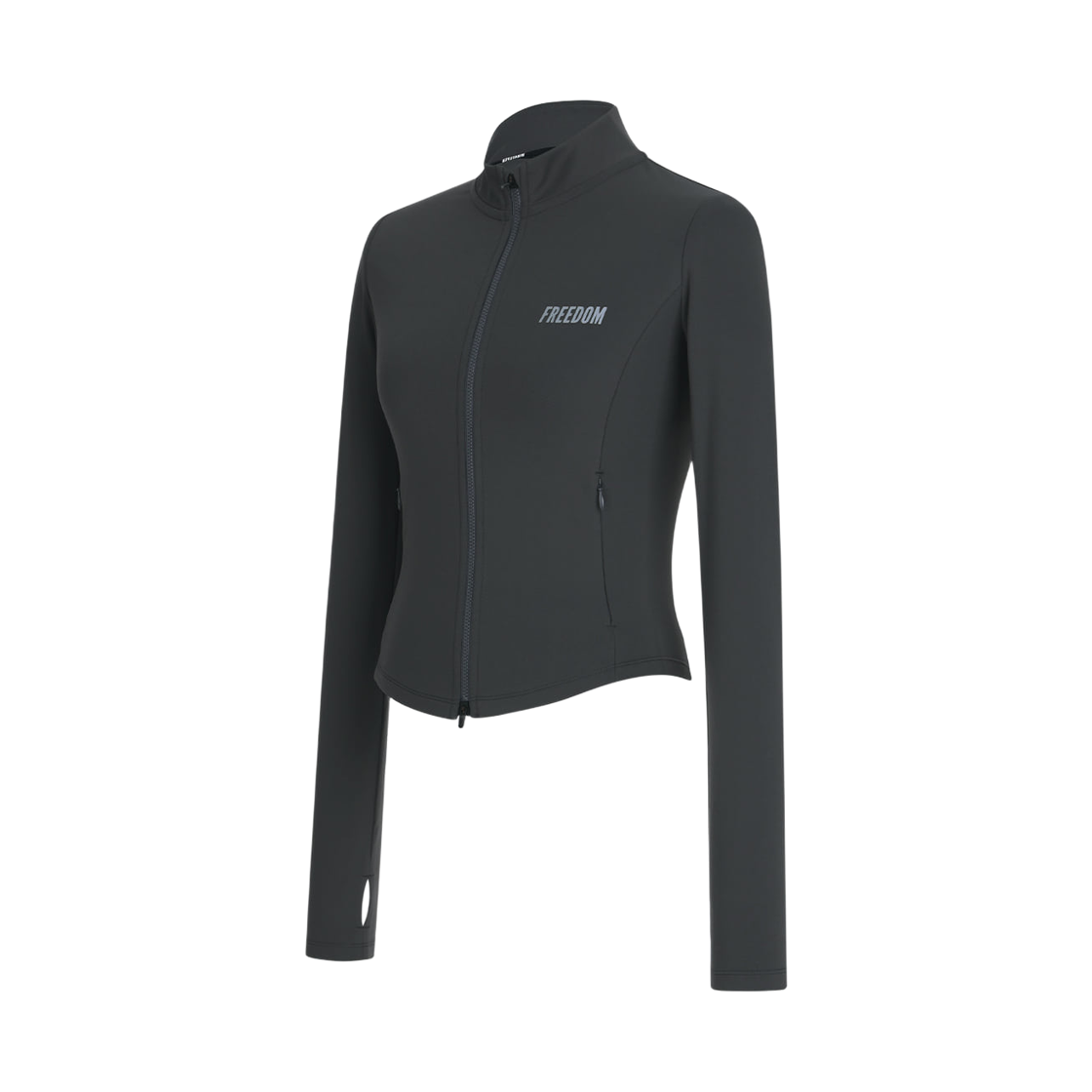 프리덤 커브드 슬림 카라 집업 다크 그레이(FREEDOM Curved Slim Collar Zip-Up Dark Gray) - 1
