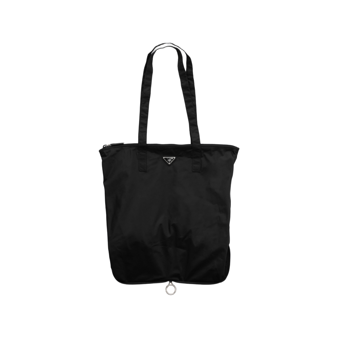 1TT330-K0Q-F0002 Prada Saffiano Leather Pendant with Re-Nylon Tote Bag Black
