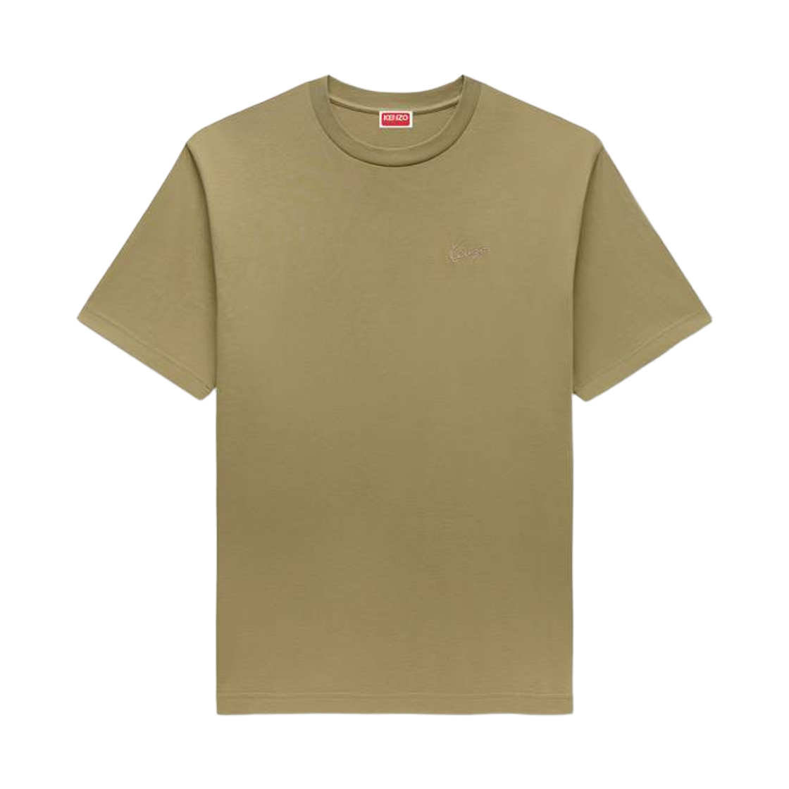 FG65TS2854SG-50 Kenzo Signature Embroidered T-Shirt in Cotton Khaki