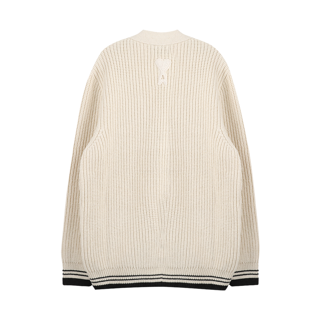 아미 톤온톤 하트 로고 브이넥 가디건 화이트 크림(AMI de Coeur V-Neck Cardigan White Cream) - 2