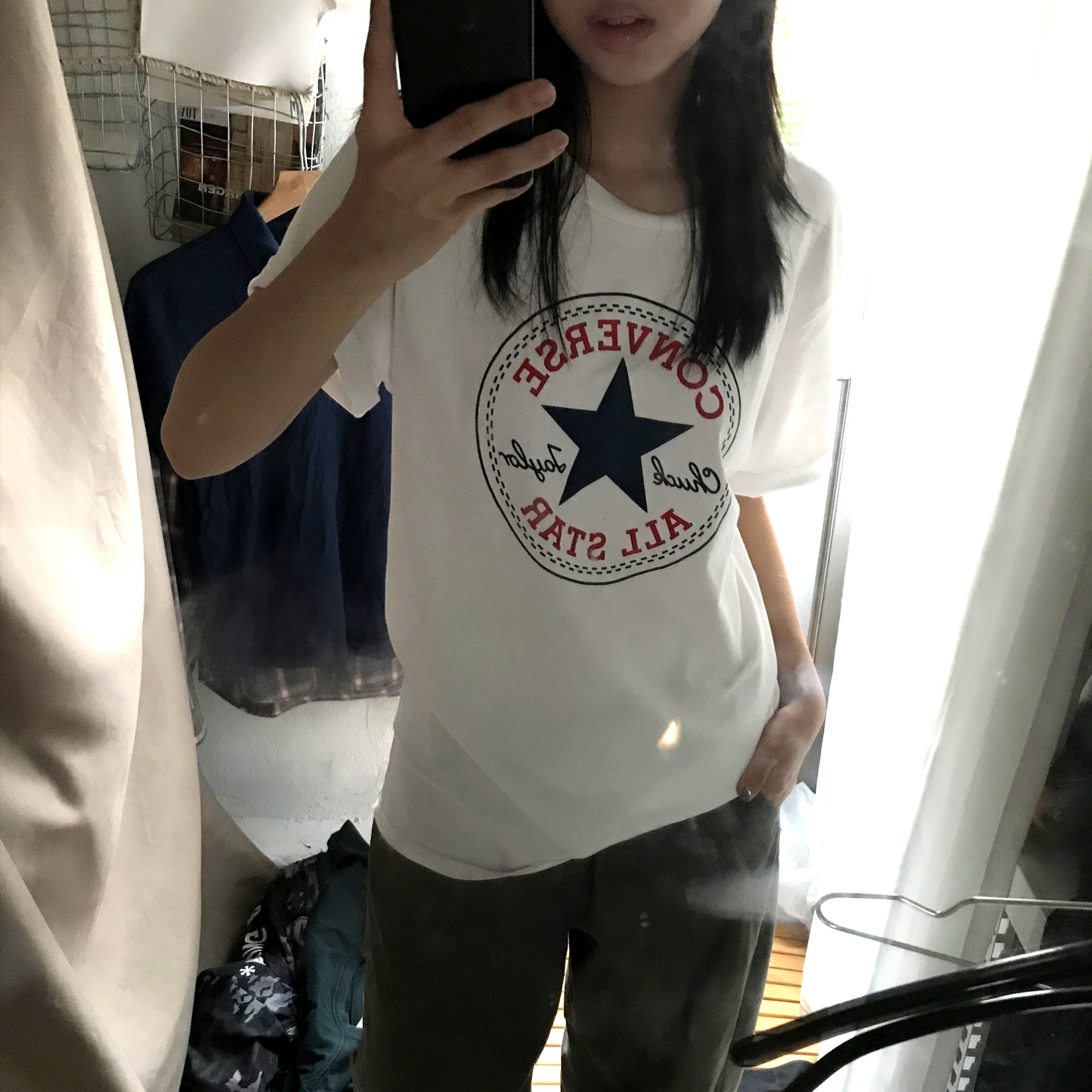 Converse All Star Patch Standard T-Shirt White 착용 스타일