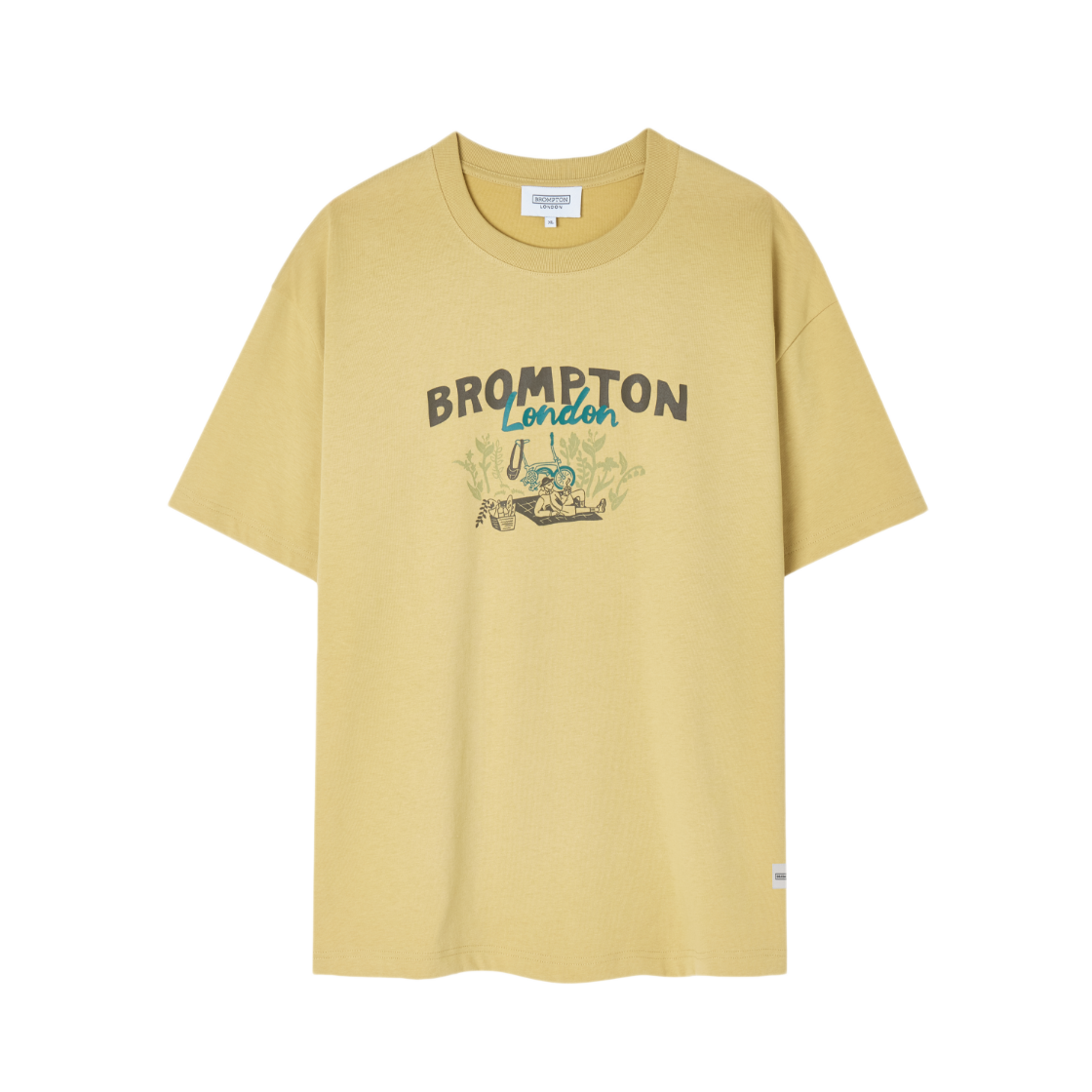 P262UTS132042 BROMPTON LONDON Picnic Graphic Half Sleeve T-Shirt Mustard