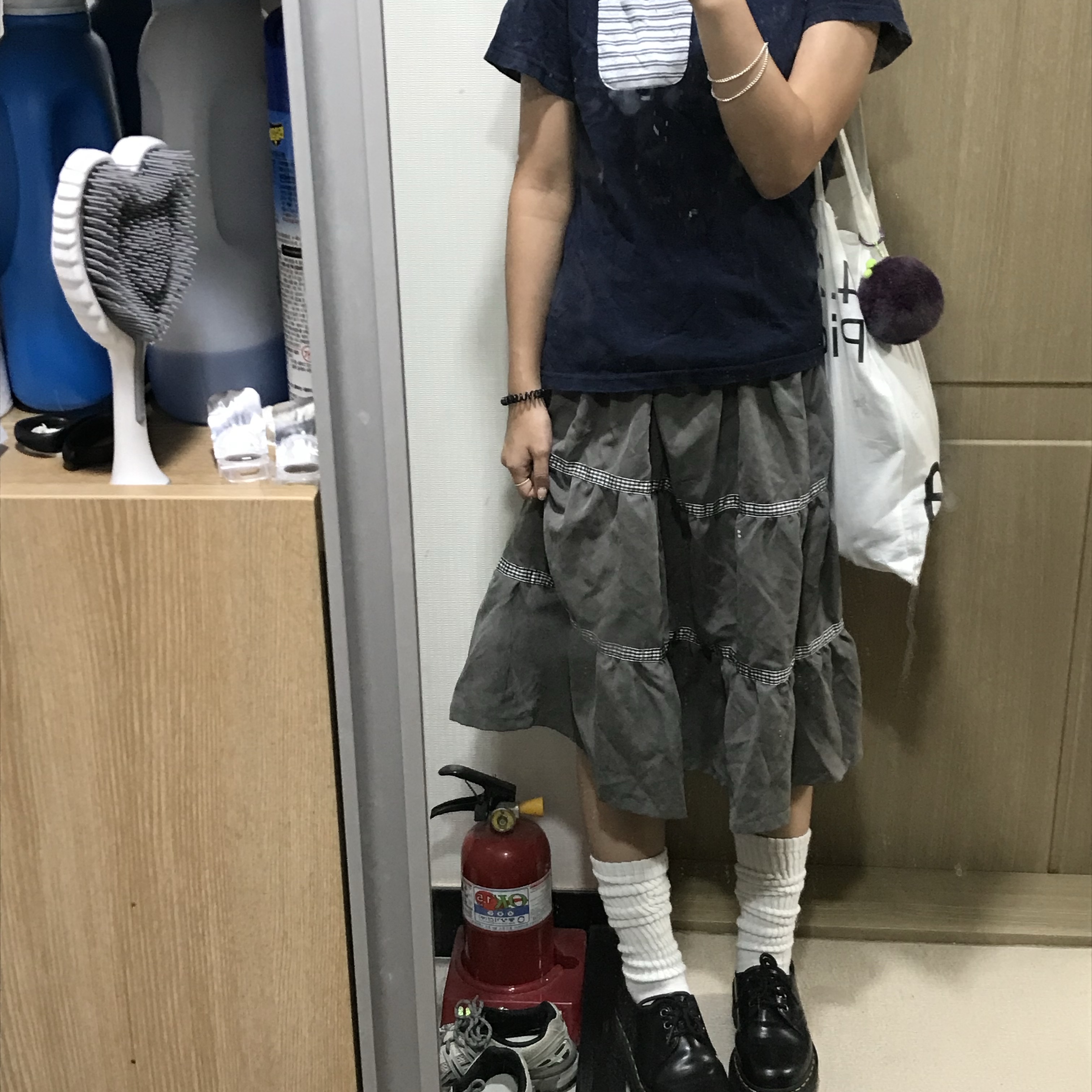 Dr. Martens 1461 Quad Black, (W) Plastic Product MPa T-Shirt Black 착용 스타일 - 1