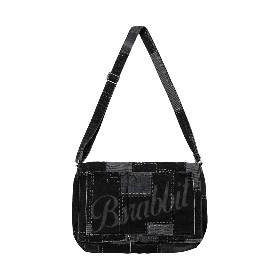 BSR26SSBG004 Bsrabbit Patchwork Flap Denim Big Cross Bag Black Denim