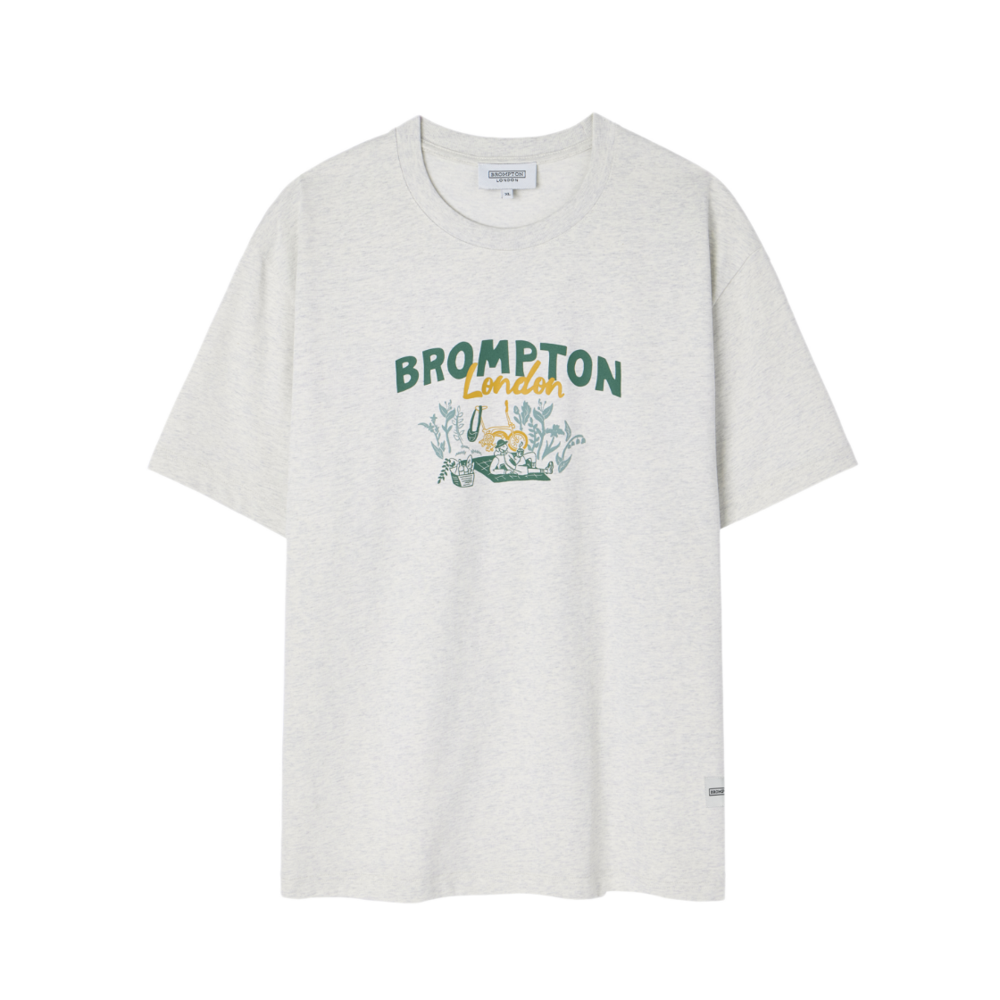 P262UTS132093 BROMPTON LONDON Picnic Graphic Half Sleeve T-Shirt M Grey