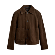Zara Suede Leather Jacket Dark Brown