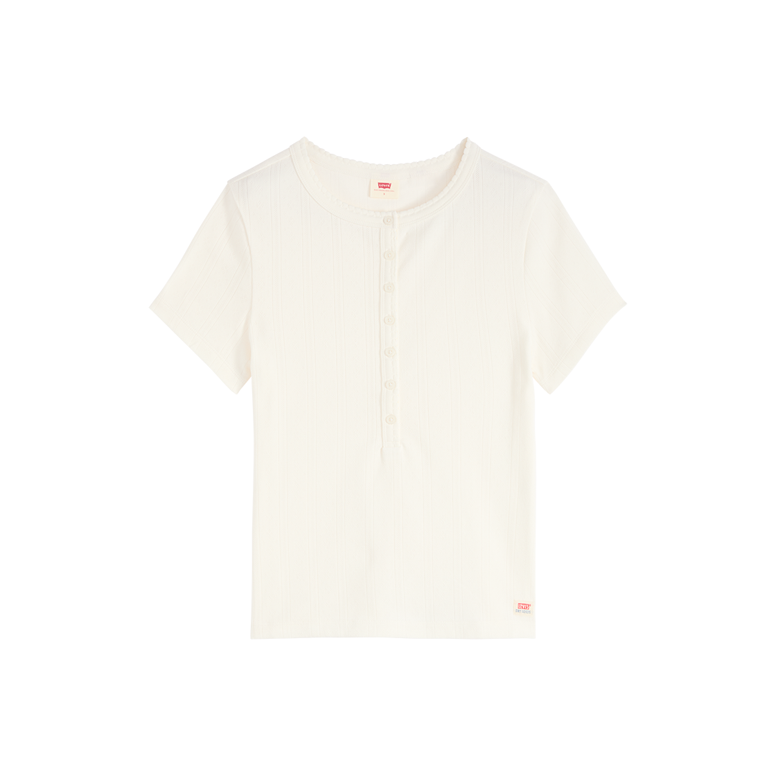 리바이스 드라이 굿즈 포인텔 숏슬리브 헨리 화이트(Levi's Dry Goods Pointelle Short-Sleeve Henley White)