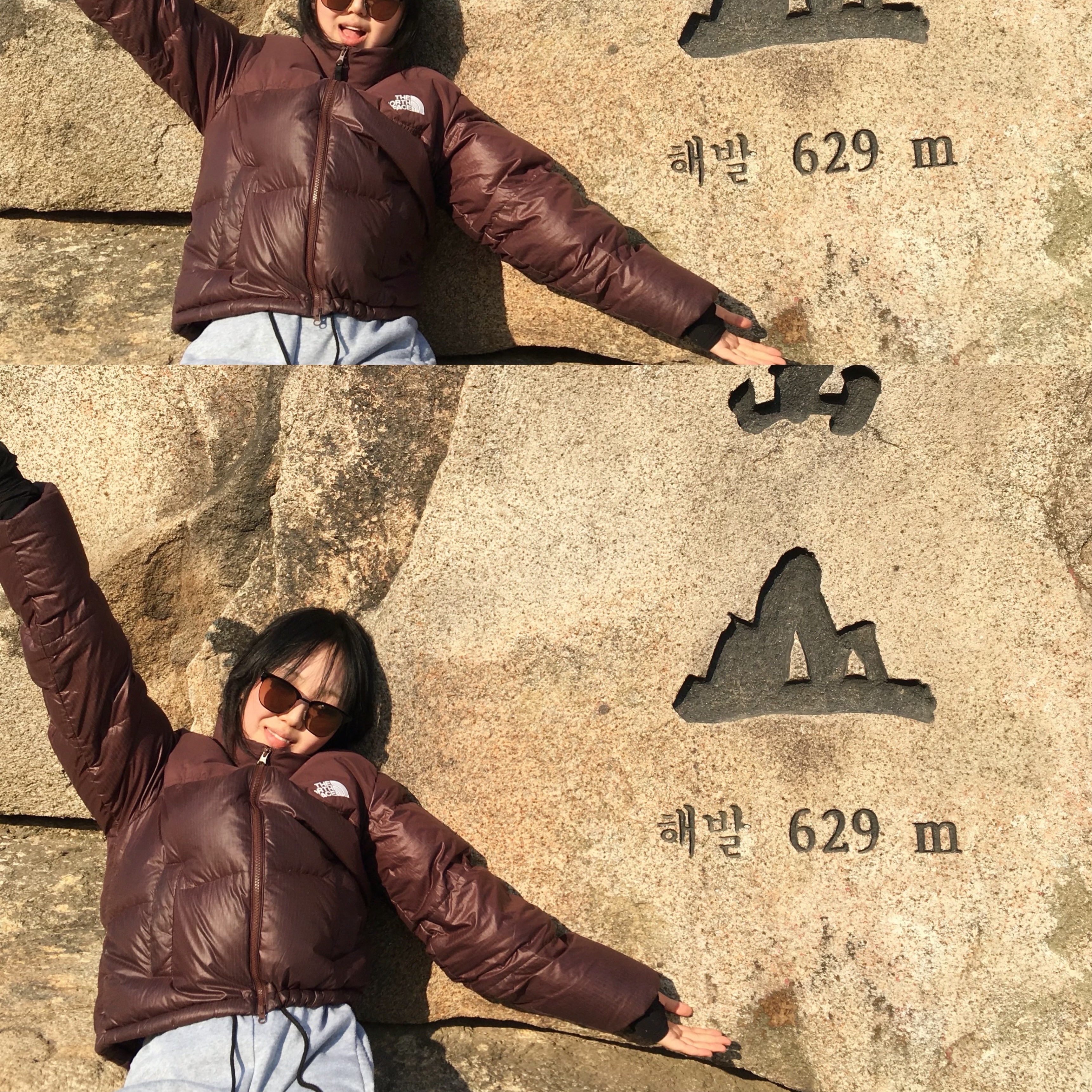 (W) The North Face White Label Novelty Nuptse Down Jacket Cocoa Brown 착용 스타일 - 2