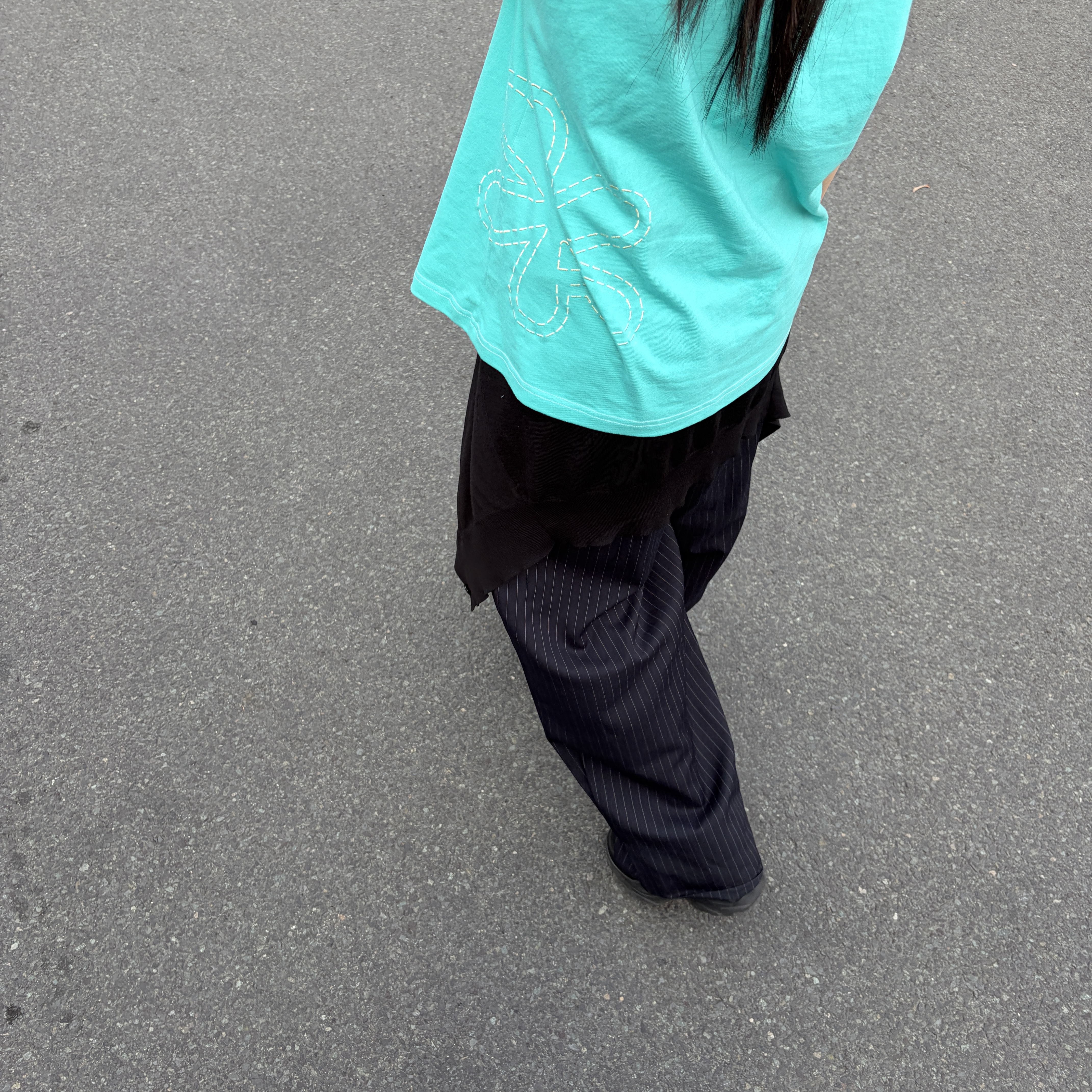 aftermarket Side Stitch Tee Mint 착용 스타일 - 1