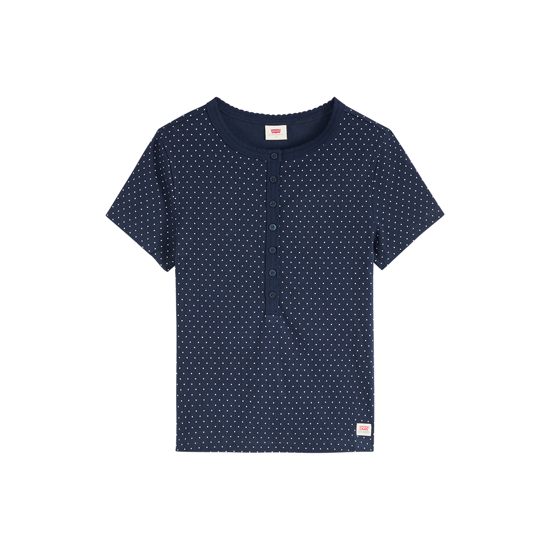 리바이스 드라이 굿즈 포인텔 숏슬리브 헨리 블루(Levi's Dry Goods Pointelle Short-Sleeve Henley Blue)