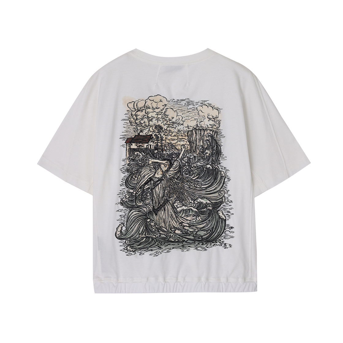 (W) 송지오 온딘 엠브로이드 스트링 티셔츠 화이트((W) SONGZIO Ondine Embroidered String T Shirt White) - 2