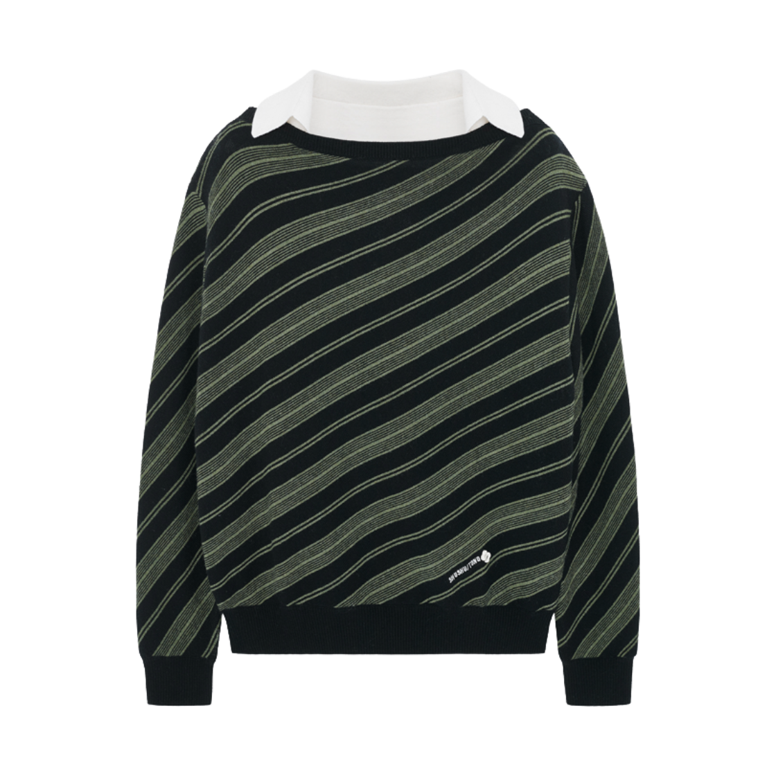 슈슈통 우먼 트윌 니트 탑 그린 스트라이프 - 26FW(Shushu/Tong Women Twill Knit Top Green Stripe - 26FW)