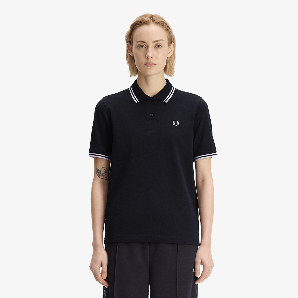 프레드페리 우먼즈 G3600 트윈 팁 프레드페리 셔츠 네이비/아이스핑크(Fred Perry Womens G3600 Twin Tipped Fred Perry Shirt NVY/Icdpnk) - 2