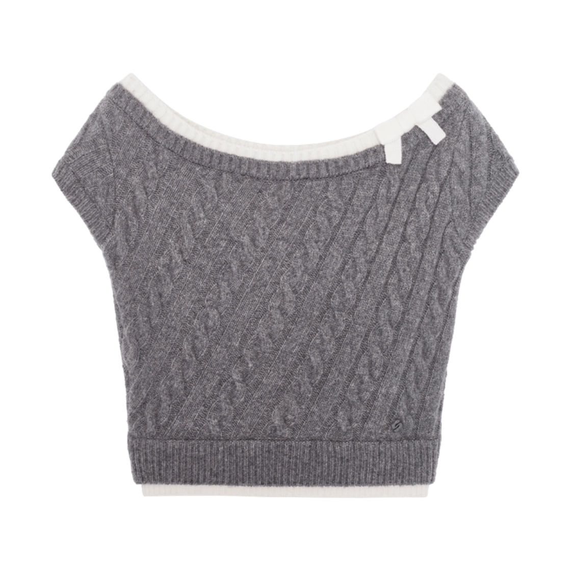 슈슈통 우먼 보우 오프숄더 니트 크롭 탑 그레이 - 26FW(Shushu/Tong Women Bow Off Shoulder Knit Crop Top Grey - 26FW)