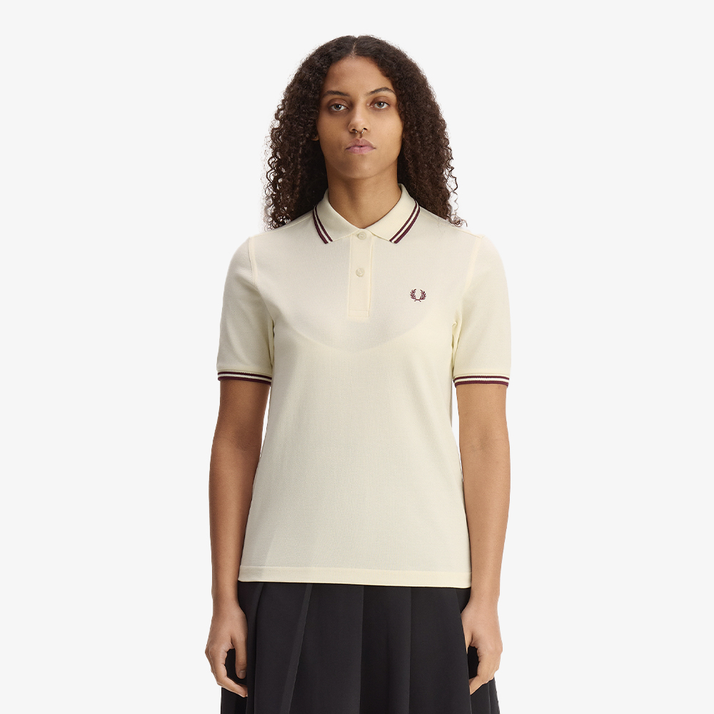 프레드페리 우먼즈 G3600 트윈 팁 프레드페리 셔츠 에크루/플럼(Fred Perry Womens G3600 Twin Tipped Fred Perry Shirt Ecru/Plum) - 2
