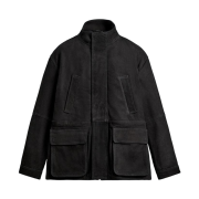Zara Relaxed Fit Leather Parka Coal Gray