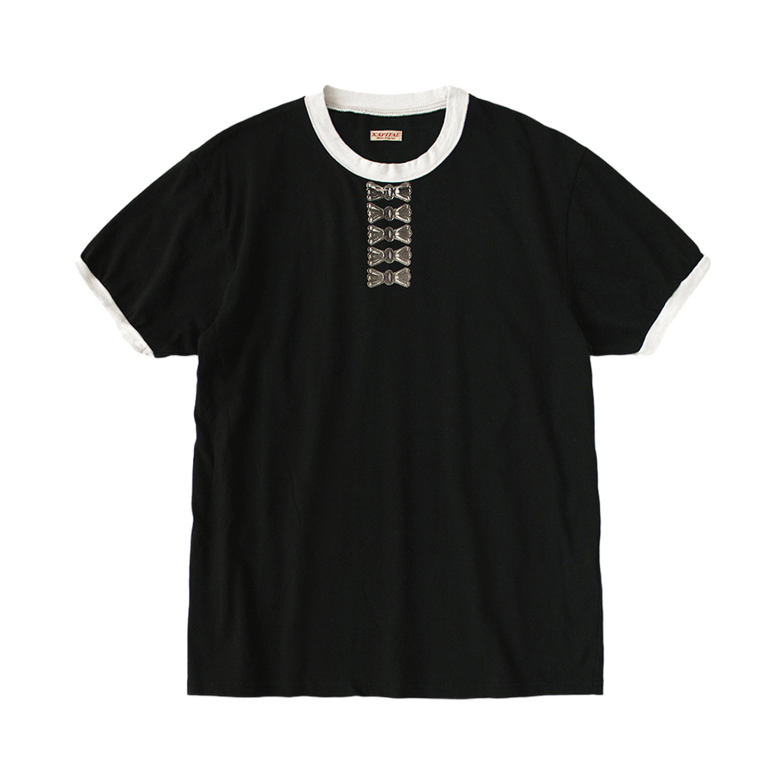 K2604SC133 Kapital 20 Tenjiku Ringer T-Shirt Butterfly Concho Print Black