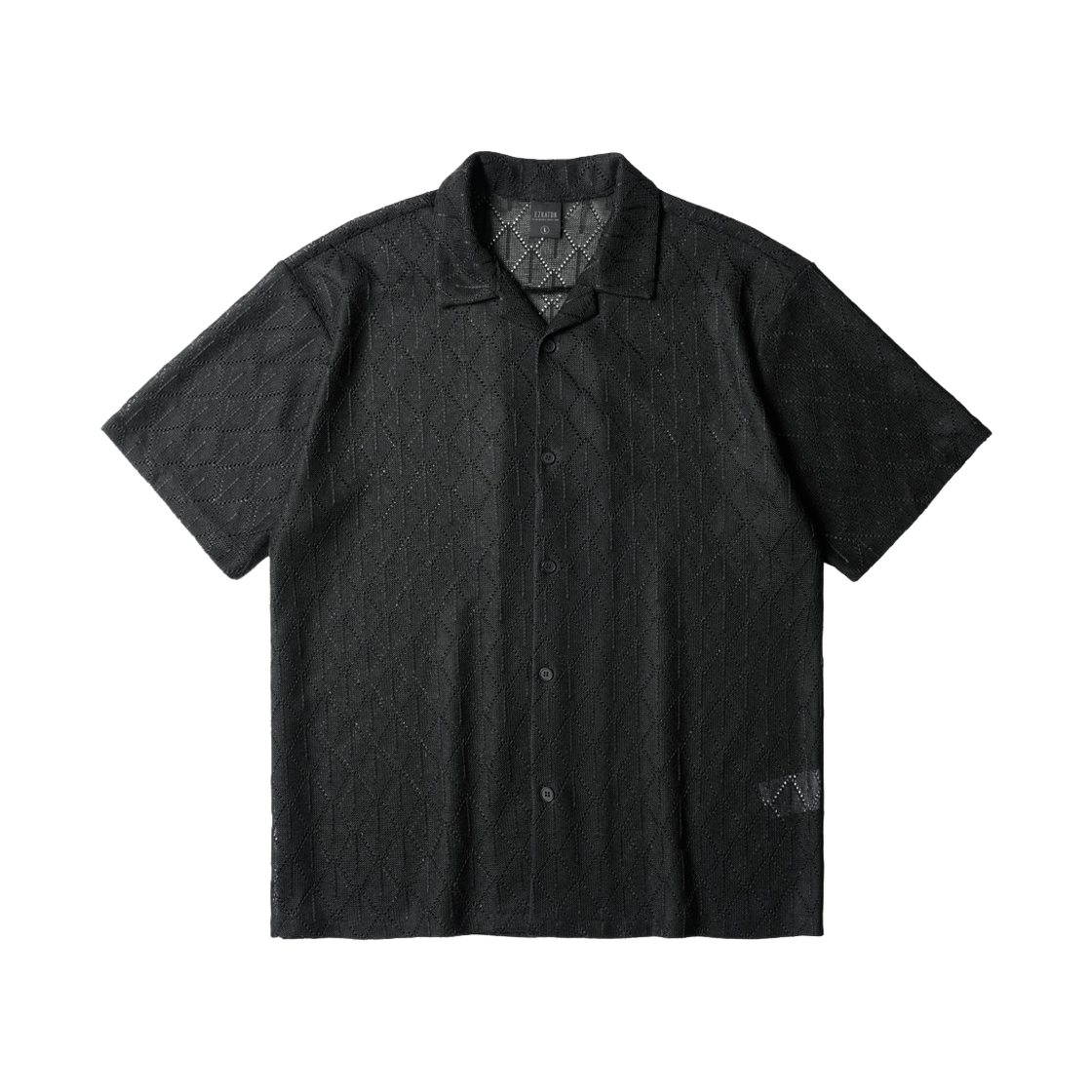 MMSS6946_black_29 EZKATON Knit Open Collar Short Sleeve Black MMSS6946
