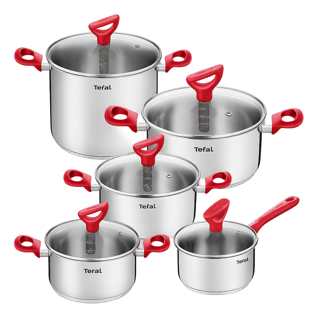 테팔 에디션 레드 인덕션냄비 편수16cm+양수18cm+양수20cm+양수24cm+곰솥22cm(Tefal Edition Red Induction Saucepan 16cm + Stockpot 18cm + Stockpot 20cm + Stockpot 24cm + Stew Pot 22cm Set)