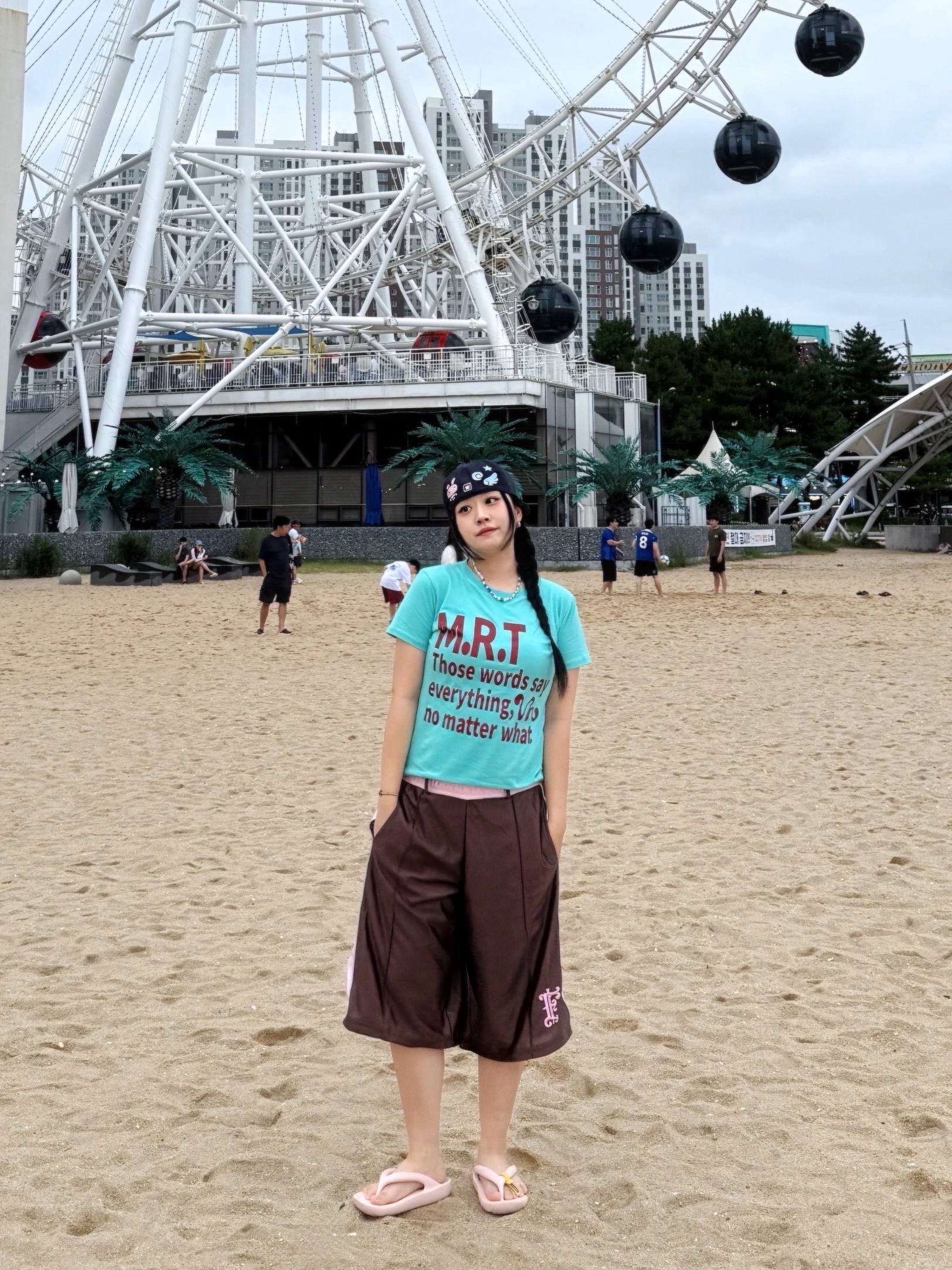 venhit ECA Rabbit Star Cap, venhit MRT Vivid Slim Fit Short Sleeve T-Shirt Mint 착용 스타일 - 1