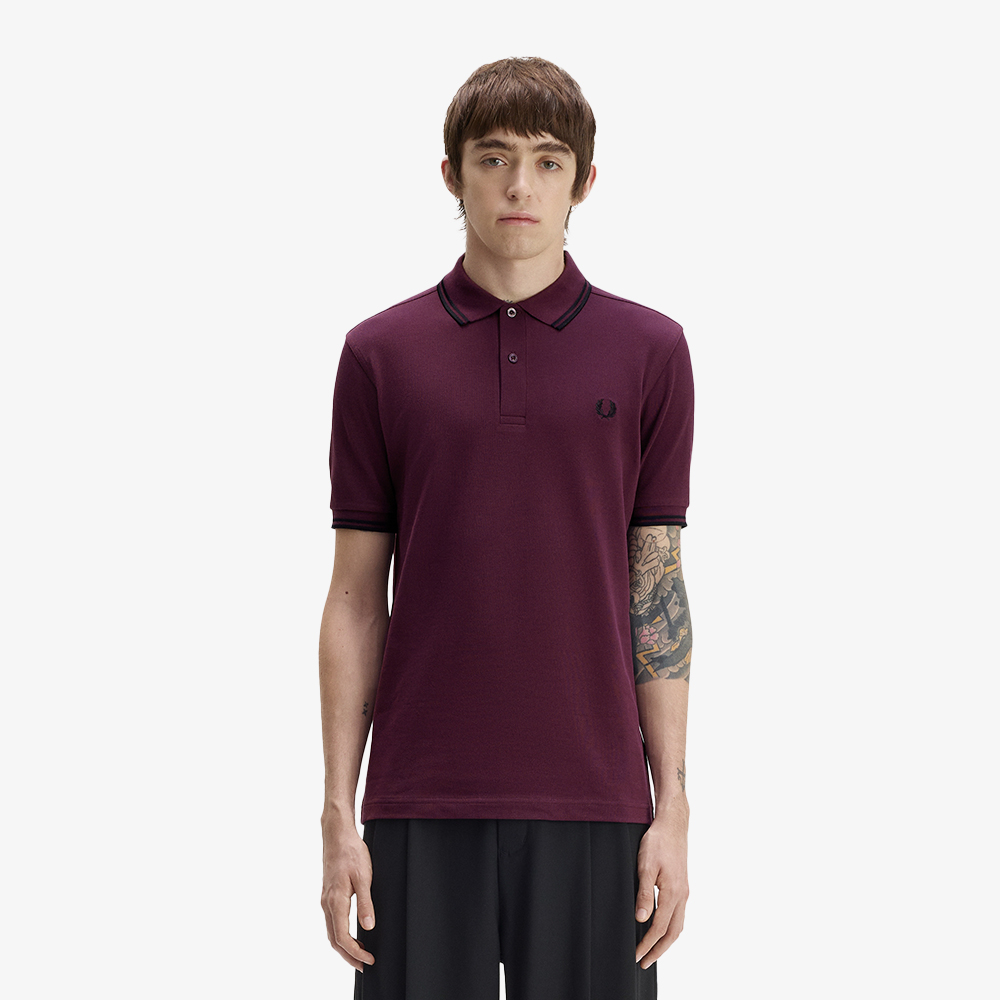 프레드페리 M3600 트윈 팁 프레드페리 셔츠 플럼/블랙(Fred Perry M3600 Twin Tipped Fred Perry Shirt Plum/Black) - 2