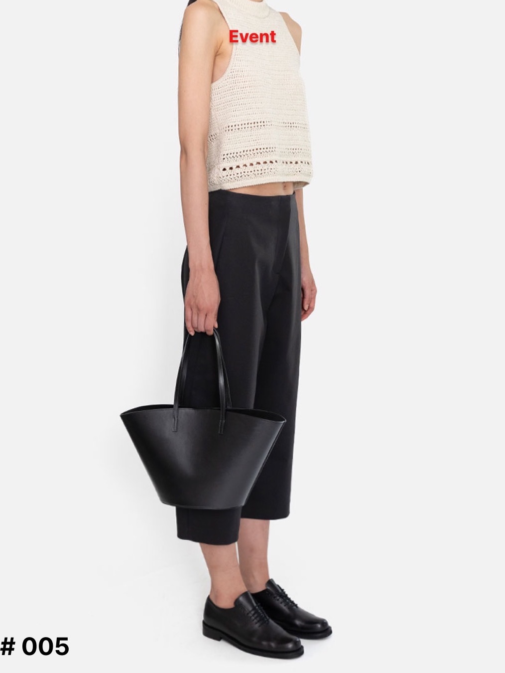 Amomento Women Large Cubo Bag Black - 26SS, Amomento Women Sleeveless Knit Top Grey Beige - 26SS 착용 스타일 - 6