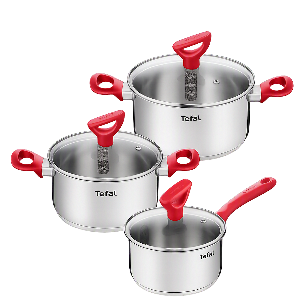 테팔 에디션 레드 인덕션냄비 편수16cm+양수18cm+양수20cm(Tefal Edition Red Induction Saucepan 16cm + Stockpot 18cm + Stockpot 20cm Set)