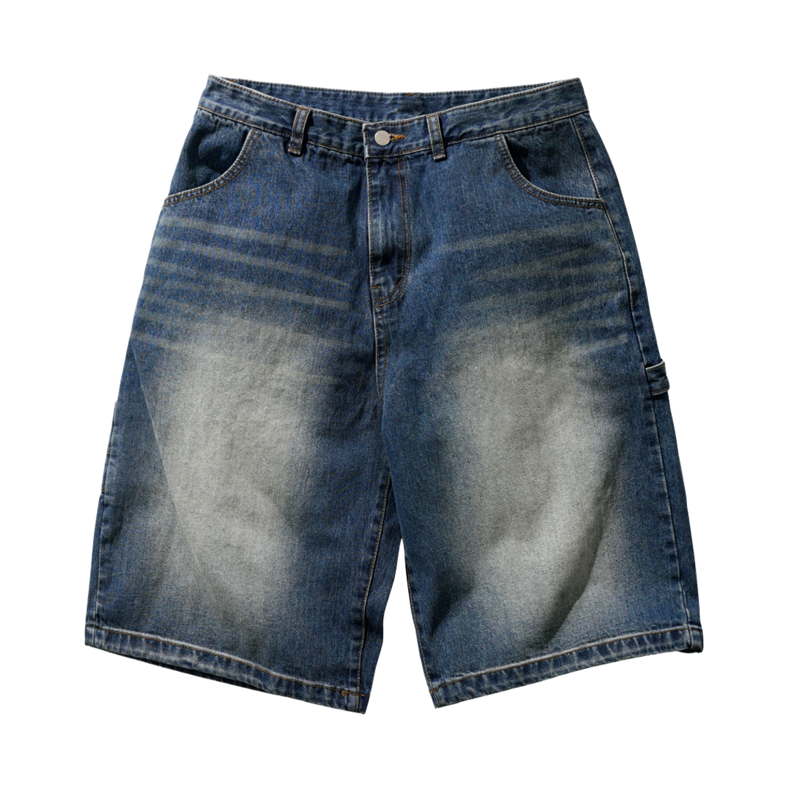 BJSP4624_Blue_29 PERSTEP Whisker Washing Denim Half Pants Blue BJSP4624