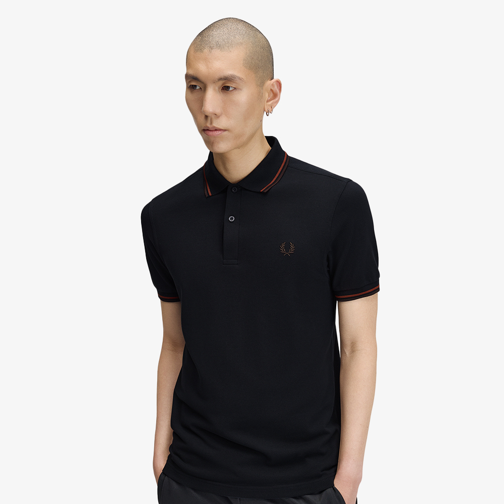 프레드페리 M3600 트윈 팁 프레드페리 셔츠 네이비/브랜디/리치브라운(Fred Perry M3600 Twin Tipped Fred Perry Shirt Navy/Brandy/Rich Brown) - 4