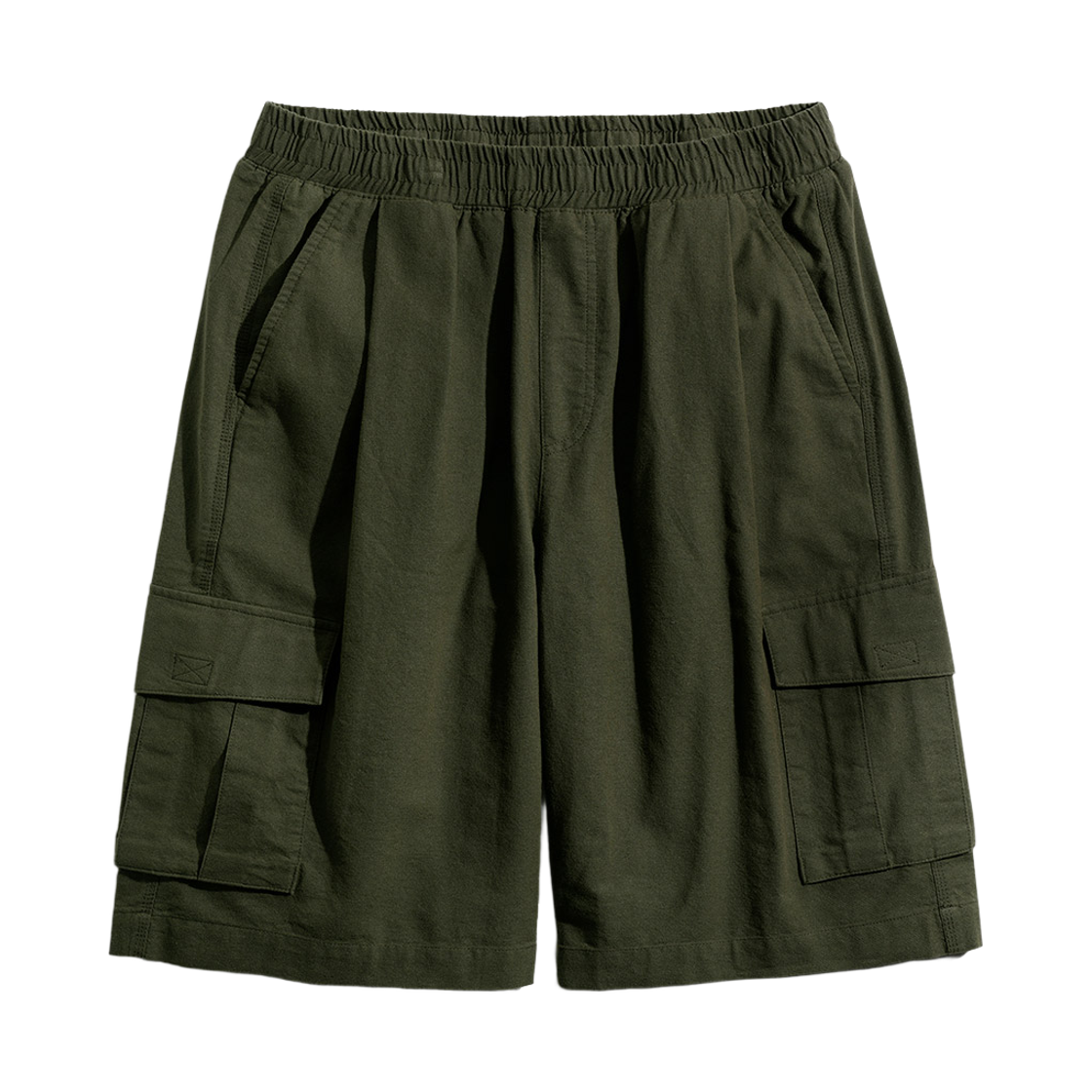 SMSP4562_Khaki_291 PERSTEP Coolmix Wide Linen Like Cargo Half Pants Khaki SMSP4562