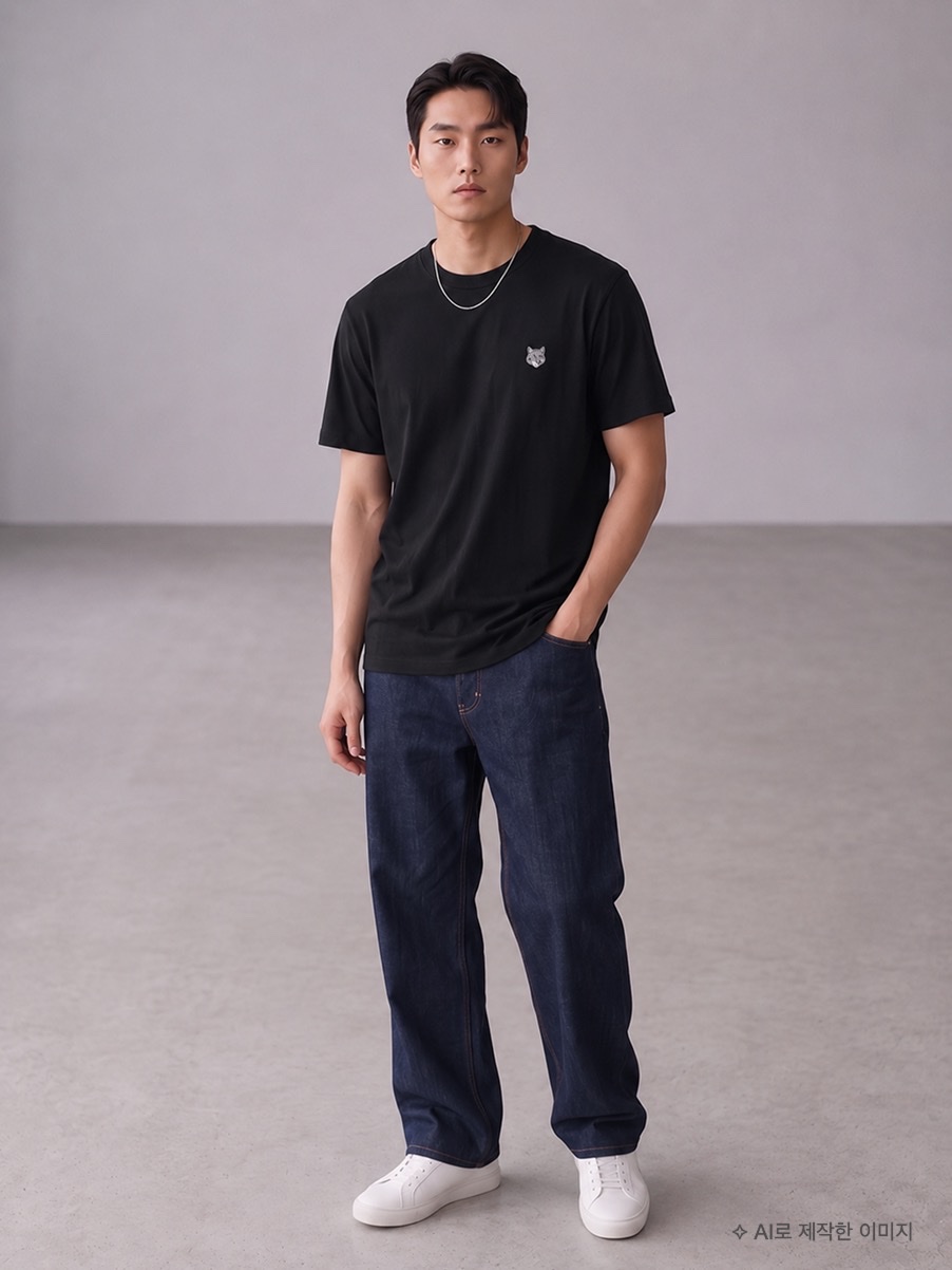 [25% 쿠폰] Maison Kitsune Fox Head Comfort T-Shirt Black, Maison Kitsune Fox Head Comfort T-Shirt Black 착용 스타일