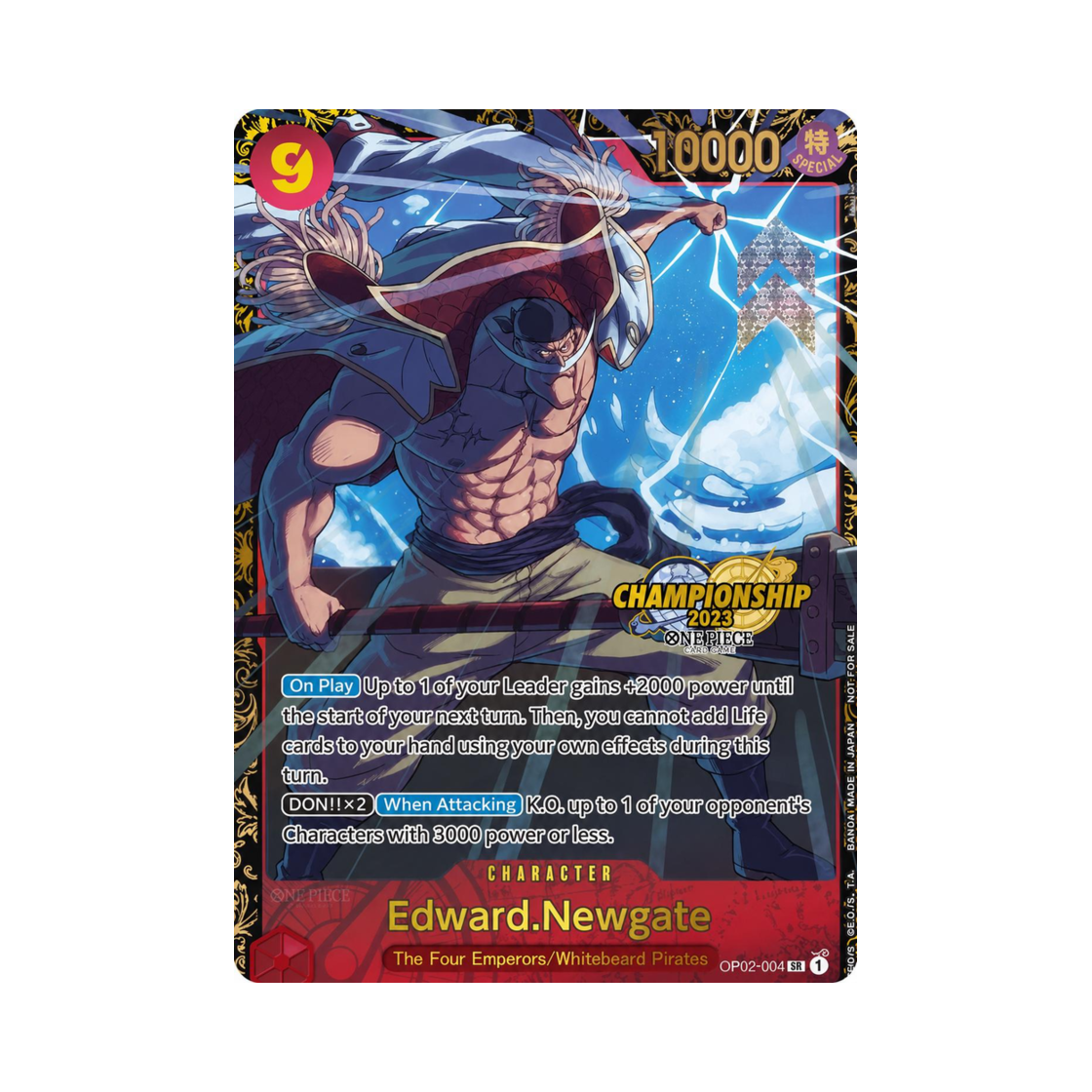 원피스 TCG 에드워드 뉴게이트 SR OP02-004 프로모션 카드 챔피언쉽 2023 오프라인 리저널 탑 16 (영문판)(One Piece TCG Edward.Newgate SR OP02-004 Promotion Card Championship 2023 Offline Regional Top 16 (English Ver.)) - 1