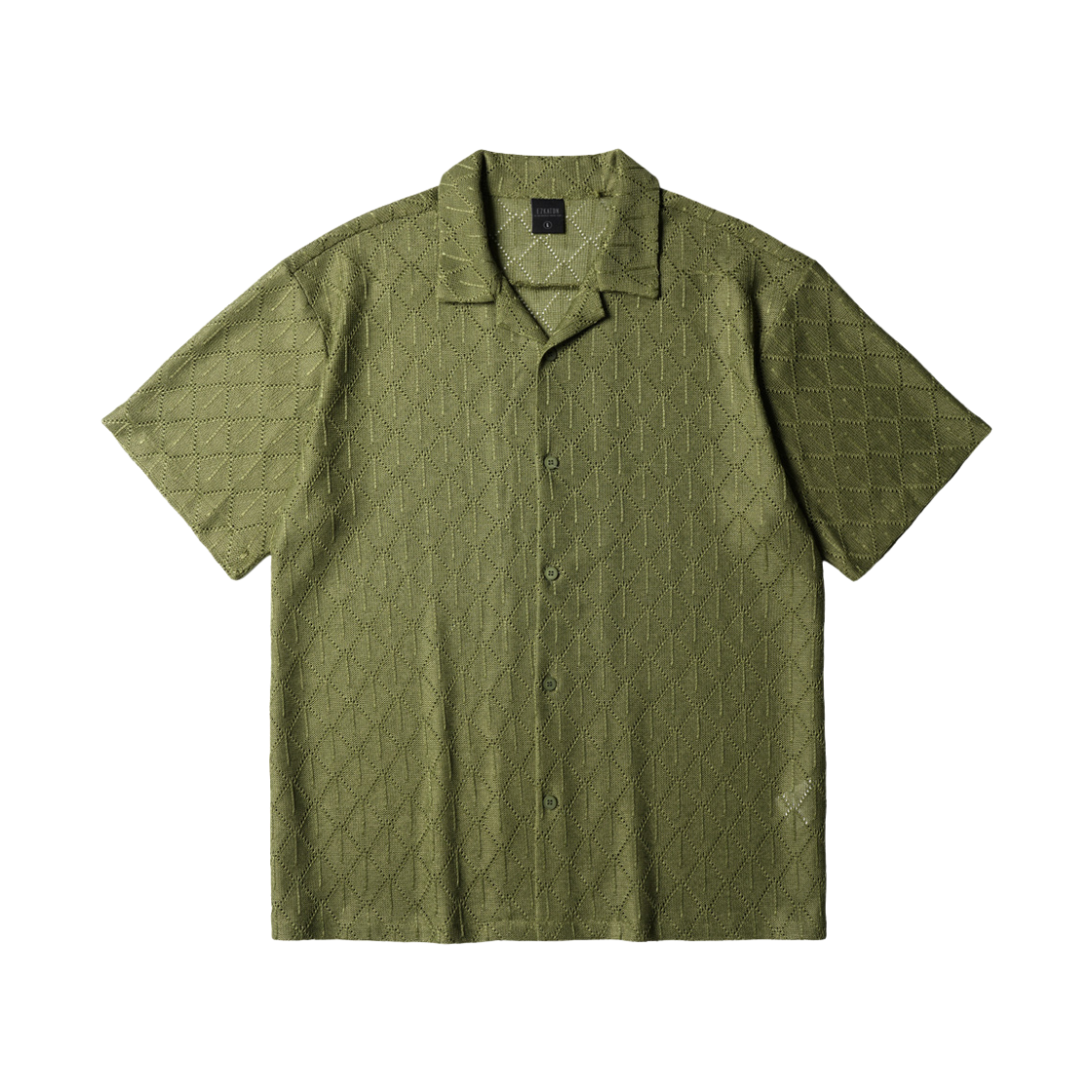 MMSS6946_green_29 EZKATON Knit Open Collar Short Sleeve Green MMSS6946