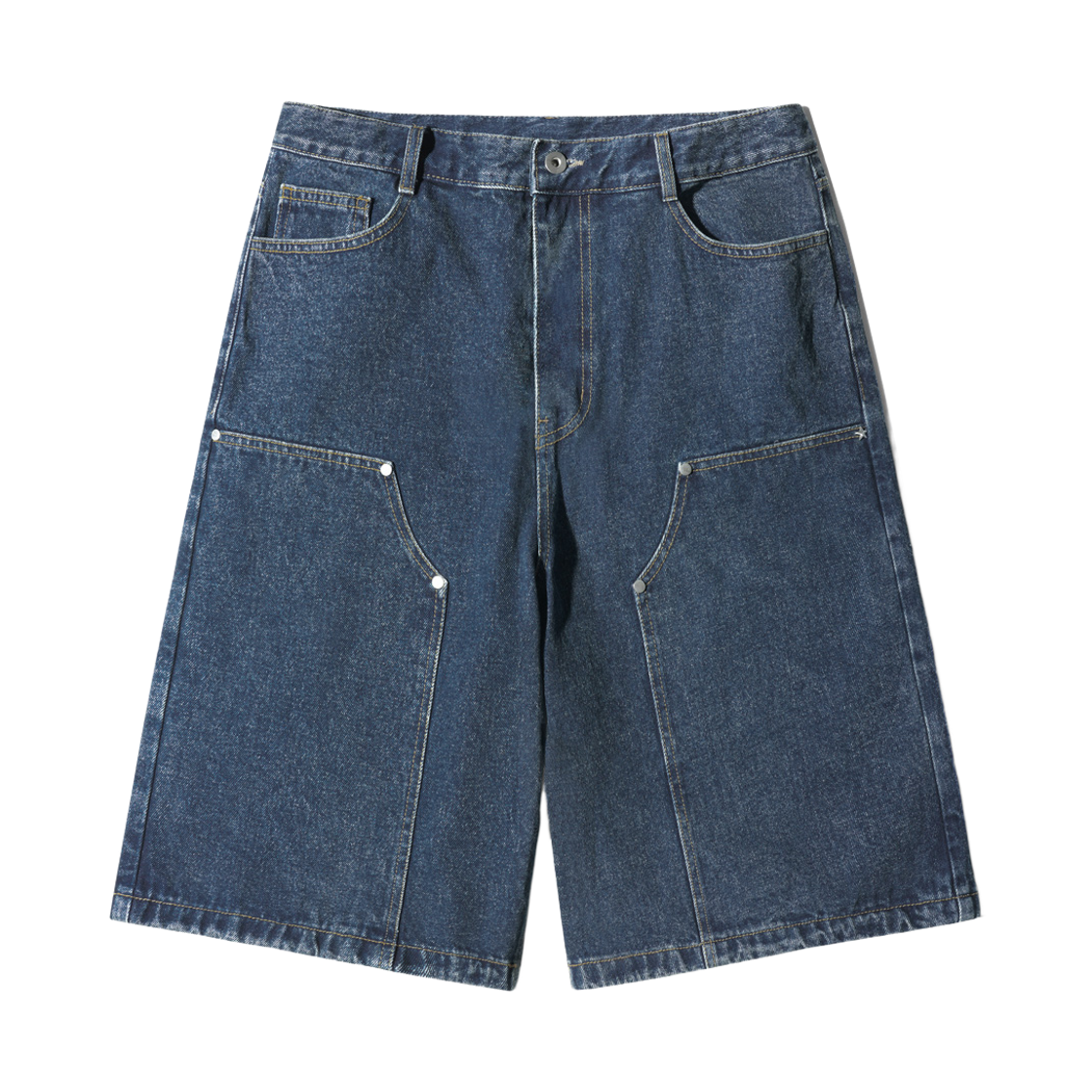 MMSP6872_Blue_29 EZKATON Blue Stone Double Knee Half Pants Blue MMSP6872