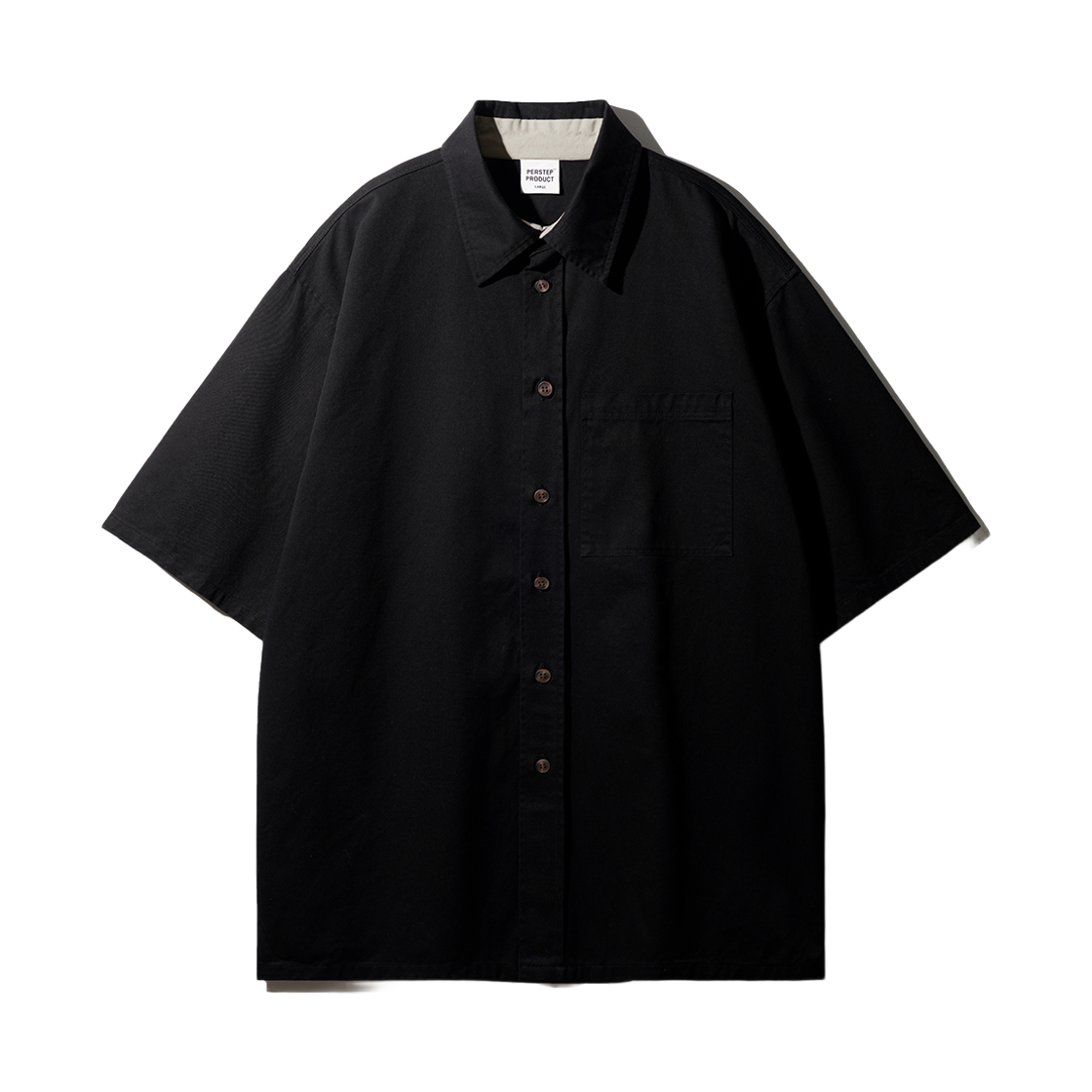 OZSS4705_Black_291 PERSTEP Field Dyeing Loose Fit Short Sleeve Shirt Black OZSS4705