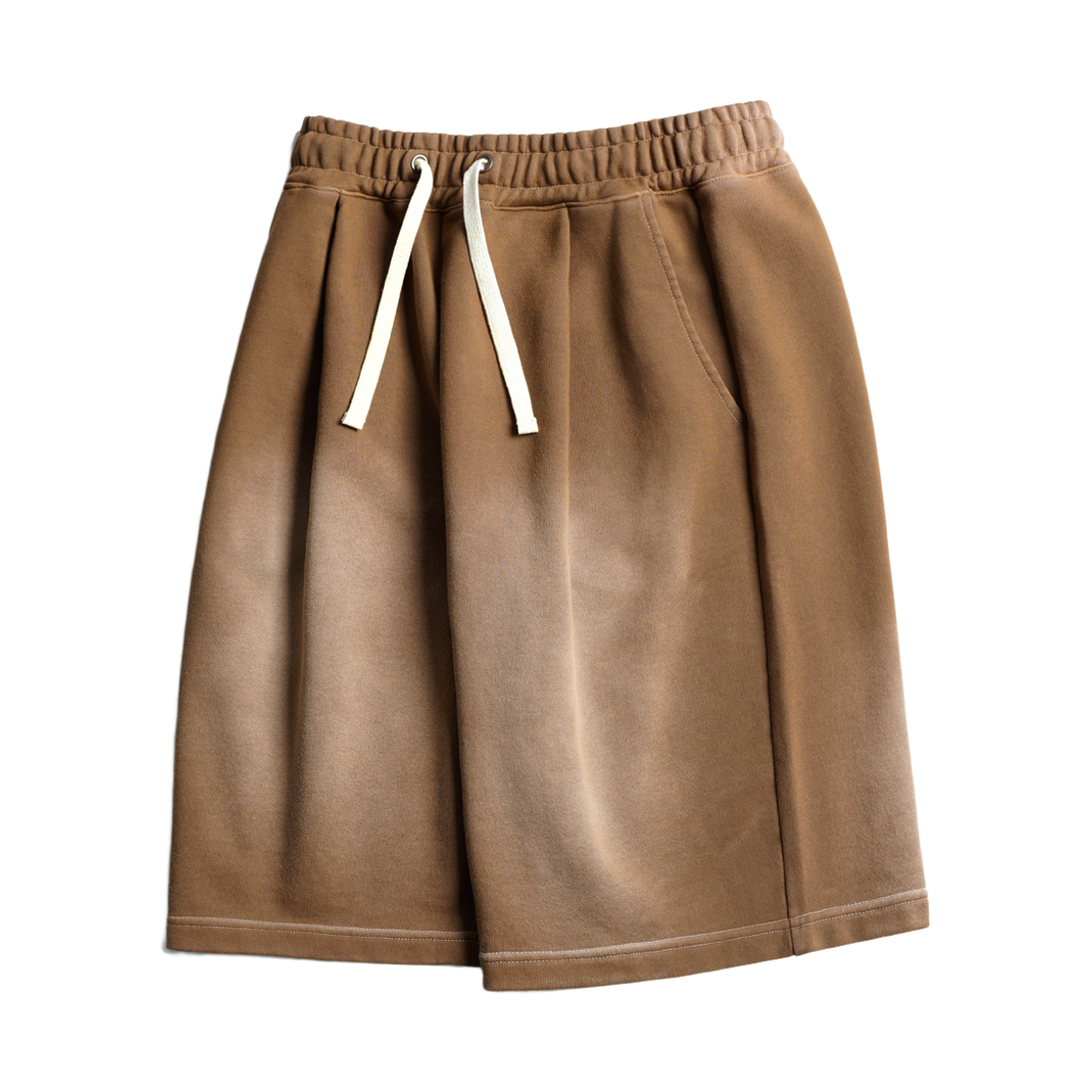 KHSP6805_Beige_291 EZKATON Spray Washed Training Shorts Pants Beige KHSP6805