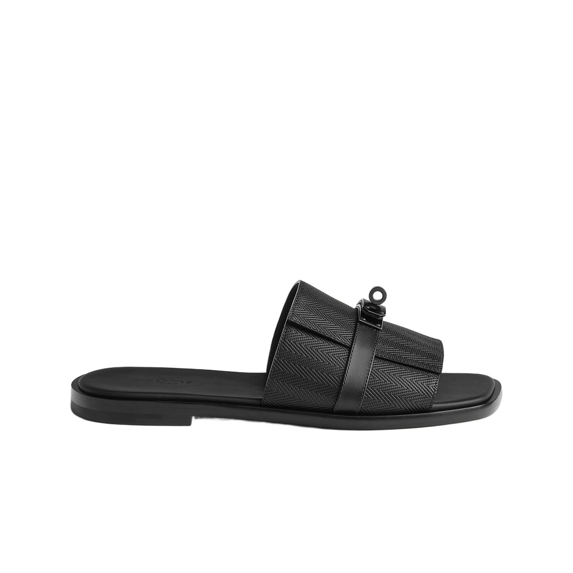 H241886ZH02 Hermes Gabriel Sandal Calfskin & Shiny Black PVD Noir