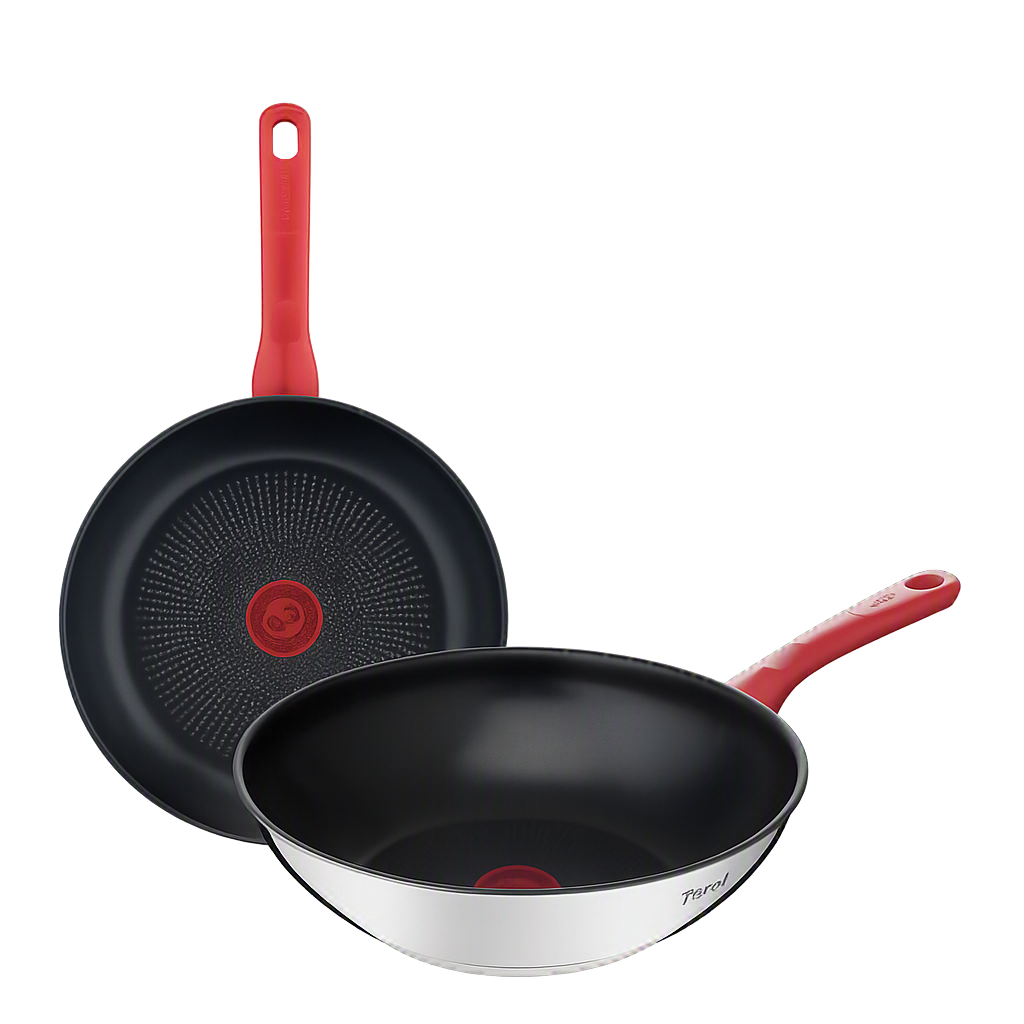 테팔 에디션 레드 인덕션 후라이팬 26cm+궁중팬28cm(Tefal Edition Red Induction Frying Pan 26cm + Deep Wok Pan 28cm)
