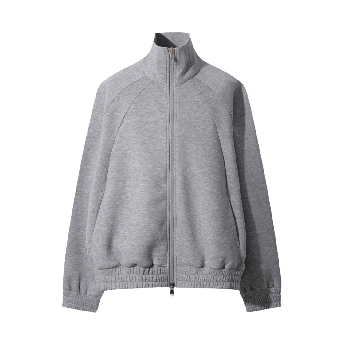 이로 벨로체 밴딩 배색 하이넥 집업 티셔츠 그레이(Iro Veloce Banded Color-Block High-Neck Zip-Up T-Shirt Gray)