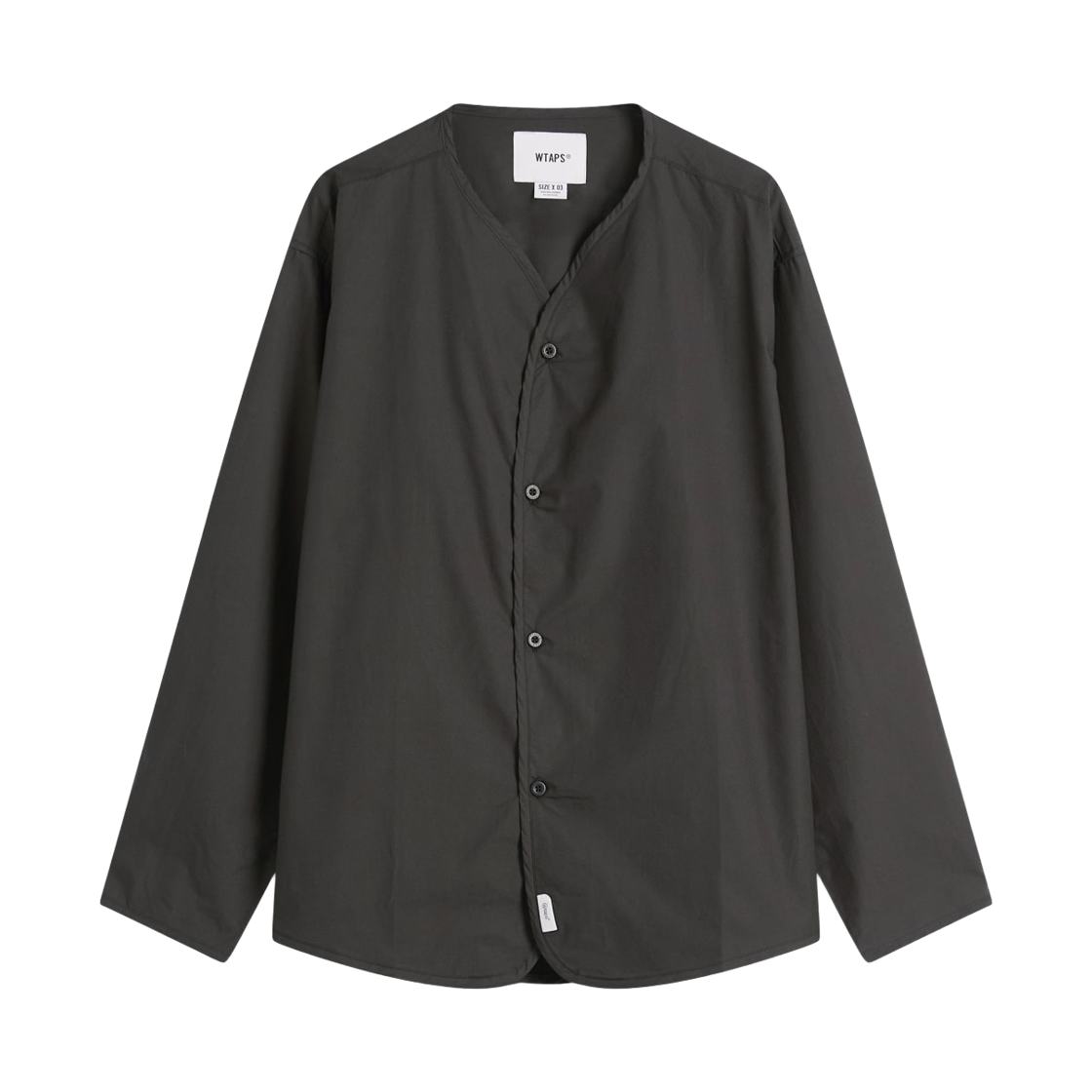 더블탭스 스카우트 01 브로드클로스 칼라리스 셔츠 블랙(WTAPS Scout 01 Broadcloth Collarless Shirt Black) - 1