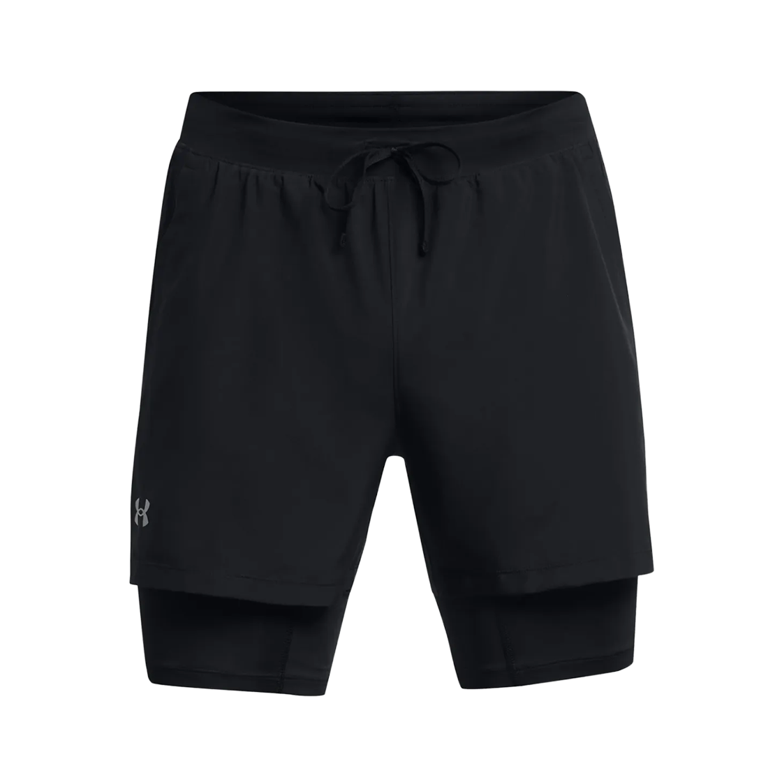 언더아머 투인원 5인치 쇼츠 블랙 리플렉티브(Under Armour Launch 2-in-1 5 Inch Shorts Black Reflective)