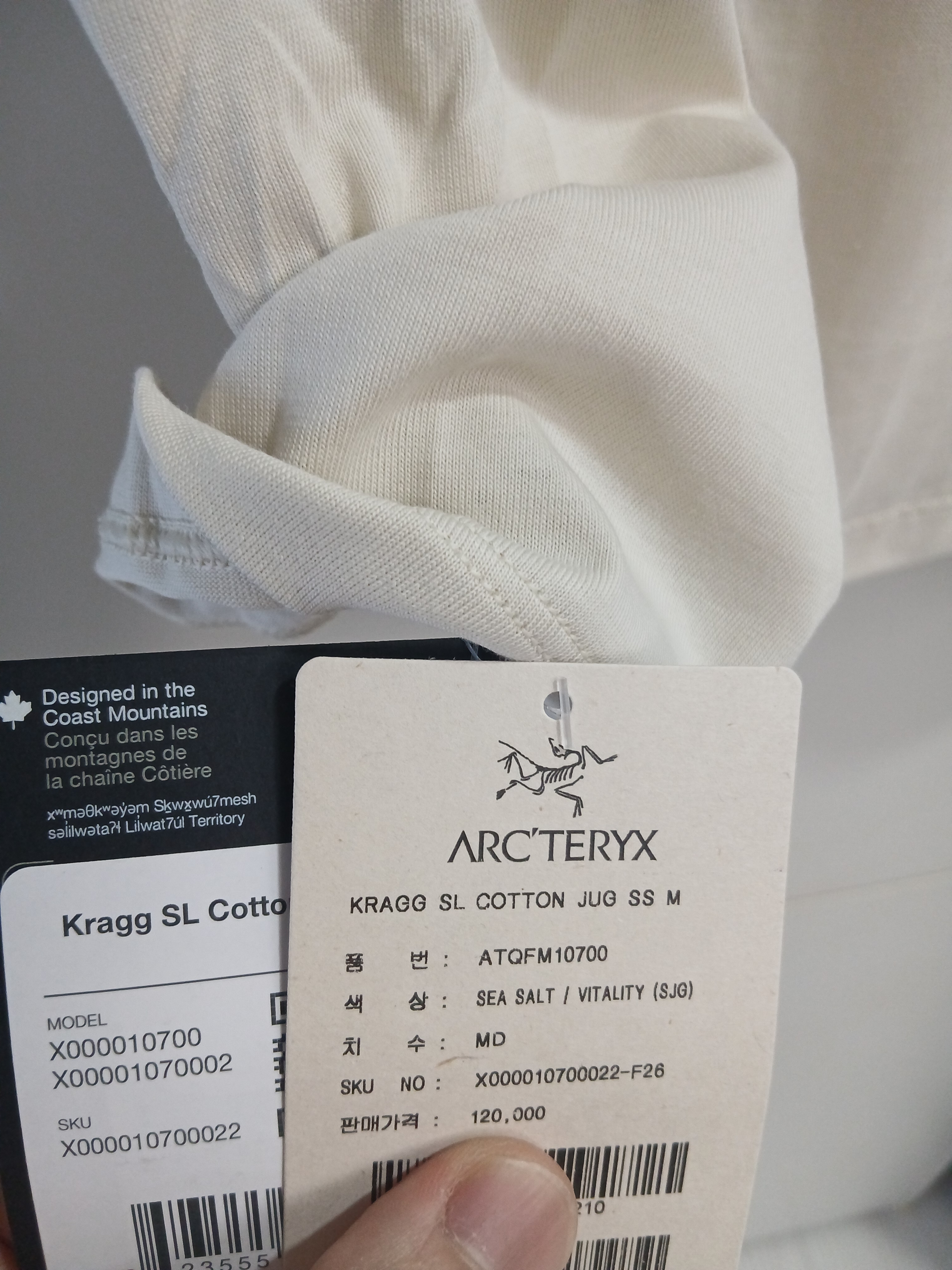 Arc'teryx Kragg SL Cotton Jug Shirt SS Sea Salt Vitality 착용 스타일 - 5
