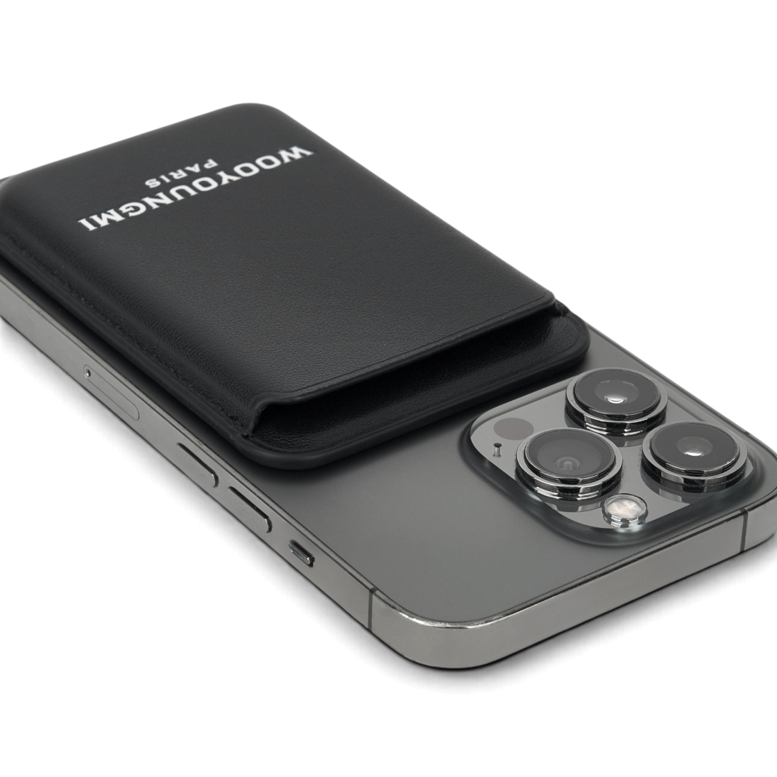 우영미 아이폰 마그네틱 로고 레더 카드 케이스 블랙 - 26SS(Wooyoungmi iPhone Magnetic Logo Leather Card Case Black - 26SS) - 4