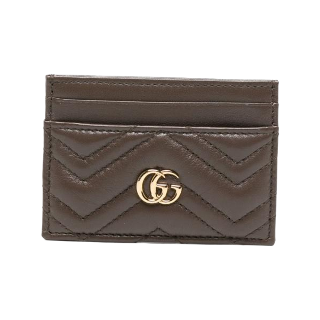 443127-AAGUV-2818 Gucci GG Marmont Card Case Dark Taupe