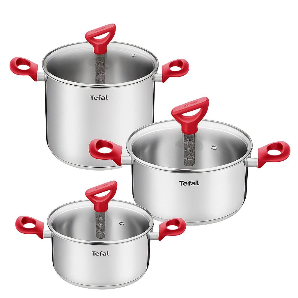 테팔 에디션 레드 인덕션냄비 양수20cm+양수24cm+곰솥22cm(Tefal Edition Red Induction Stockpot 20cm + Stockpot 24cm + Stew Pot 22cm Set)
